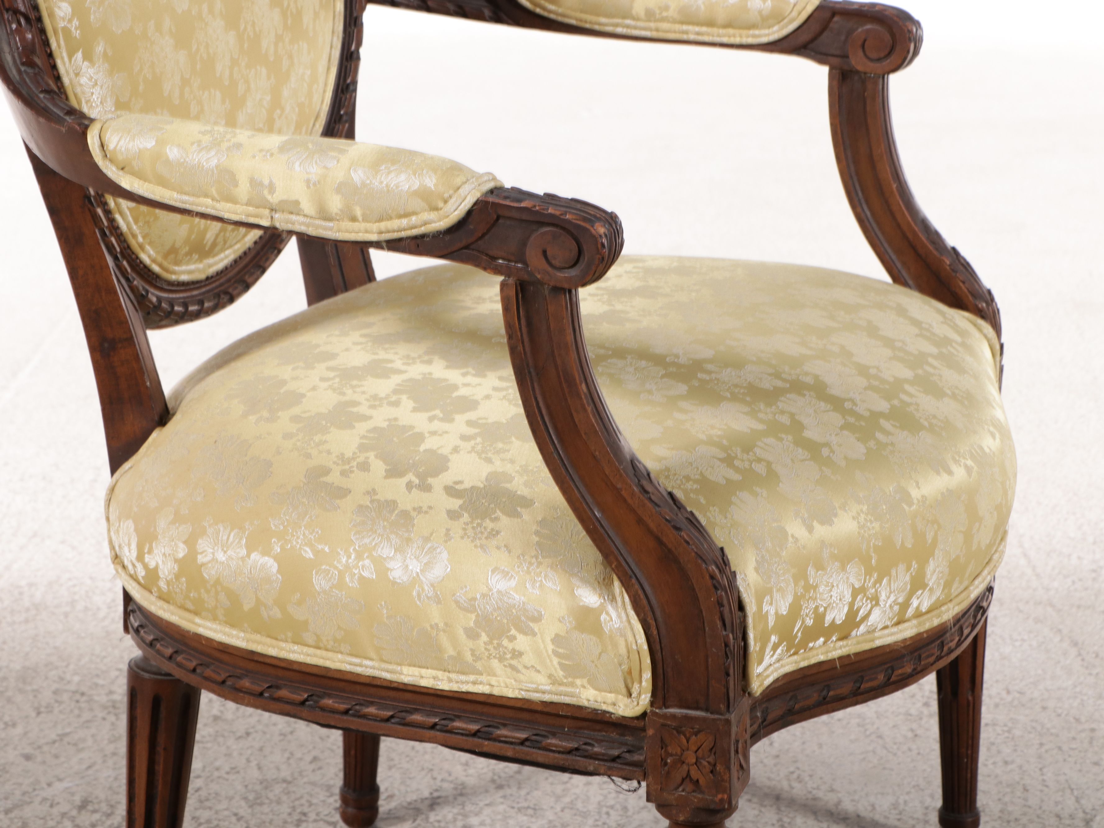 Louis XVI Style Carved Beech Fauteuil