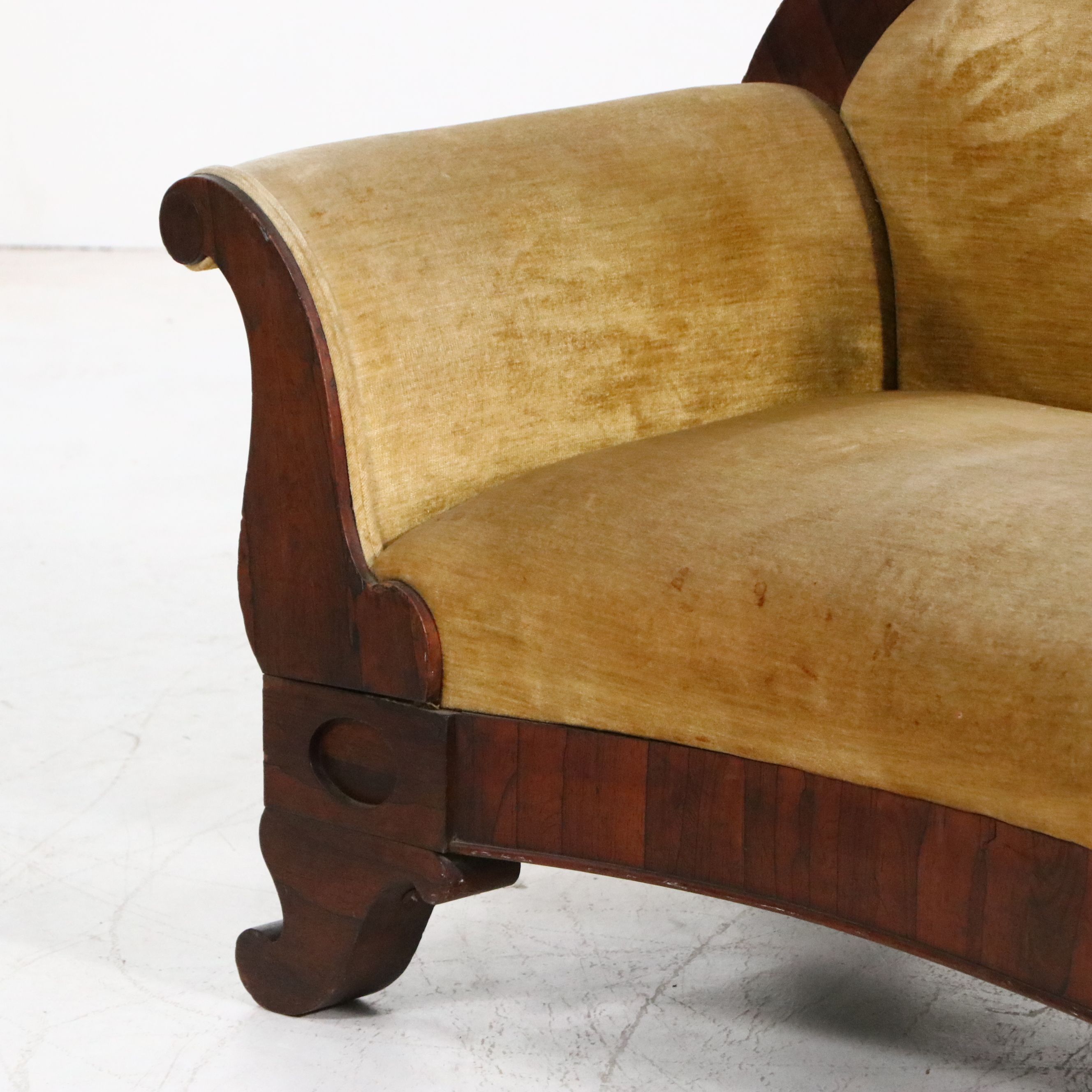 Empire Revival Upholstered Mahogany Sofa, Late 19th Century