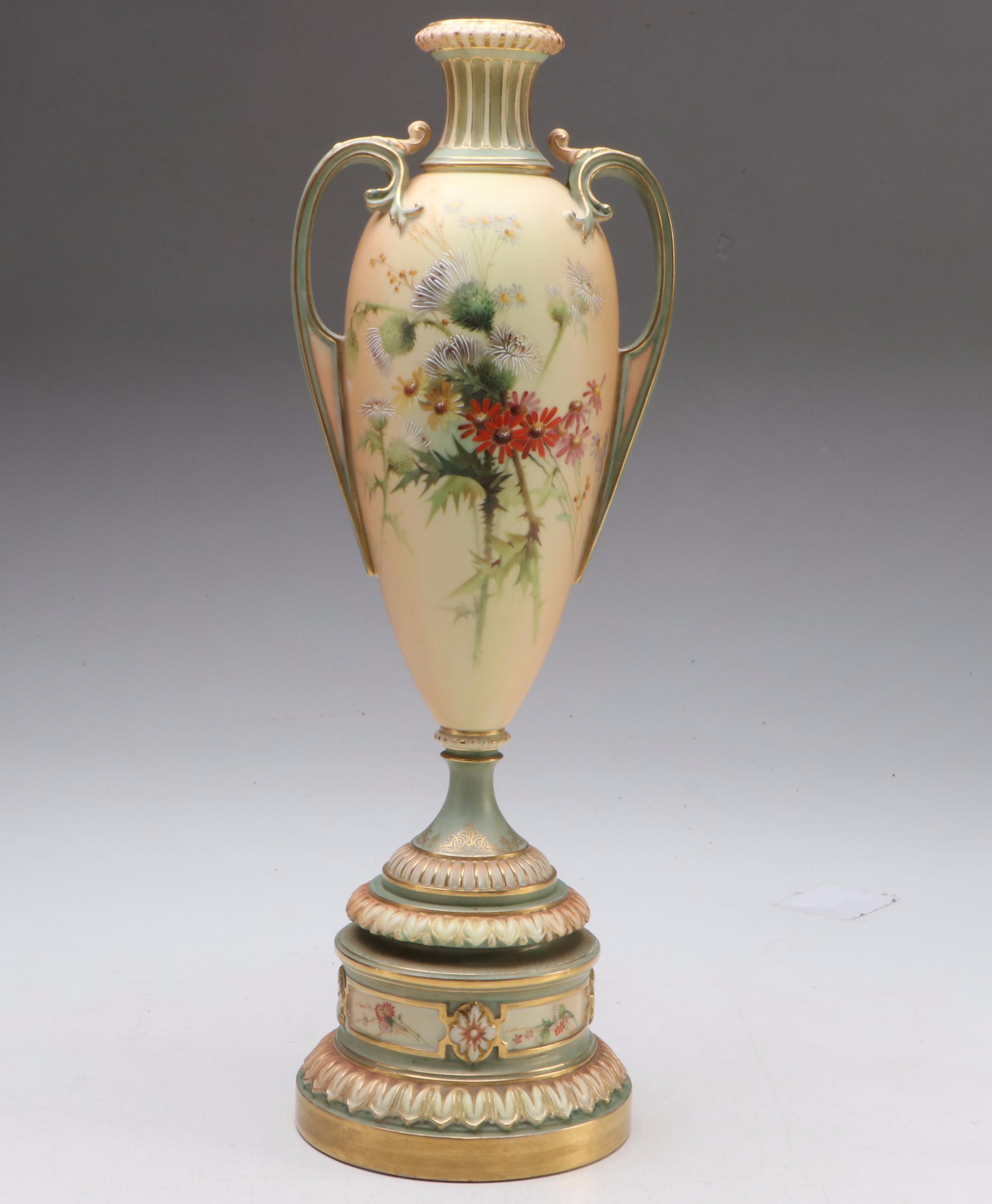 Royal Worcester Aesthetic Movement Blush Ivory Urn Vase, circa 1900