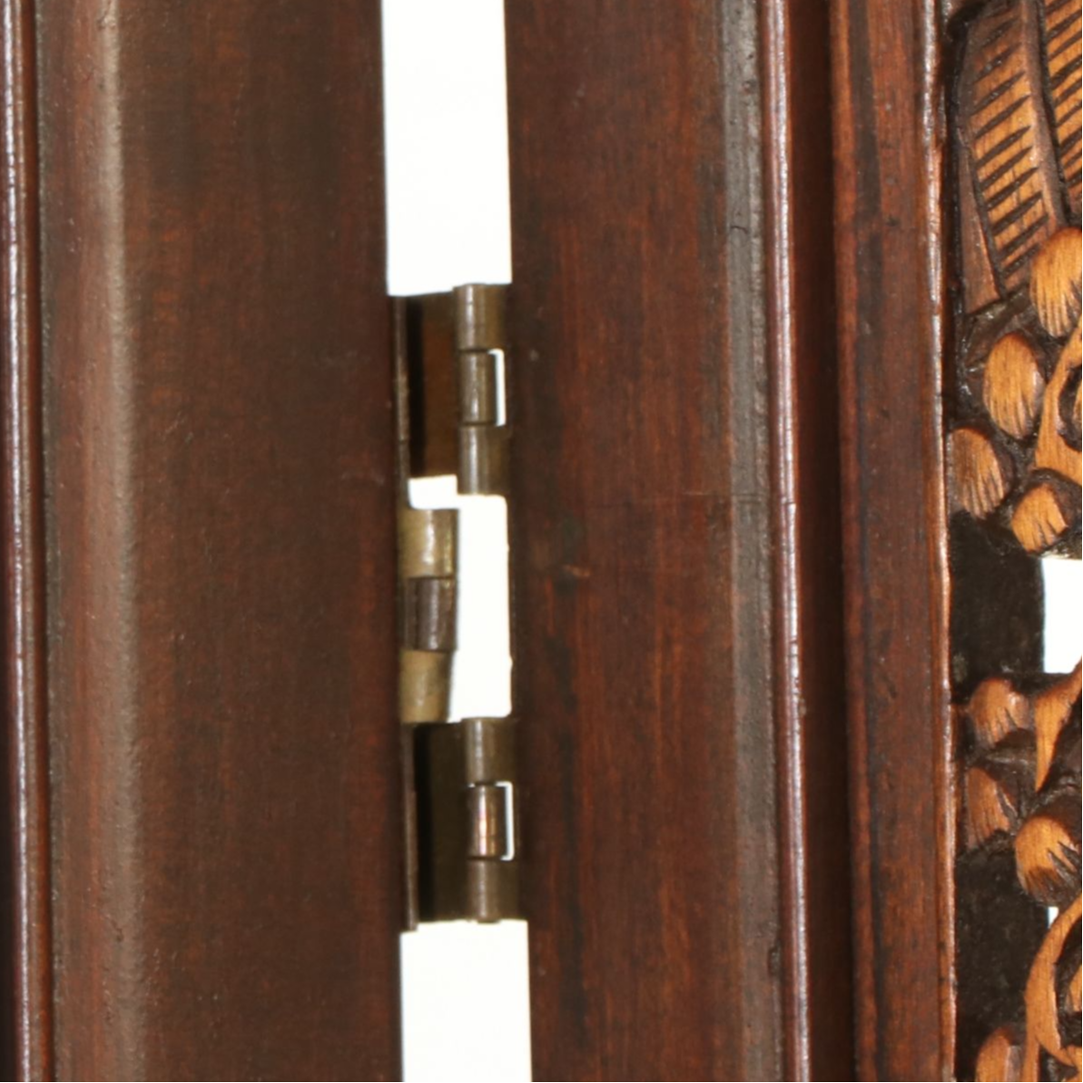 Chinese Reticulated Carved Wood Four-Panel Room Screen