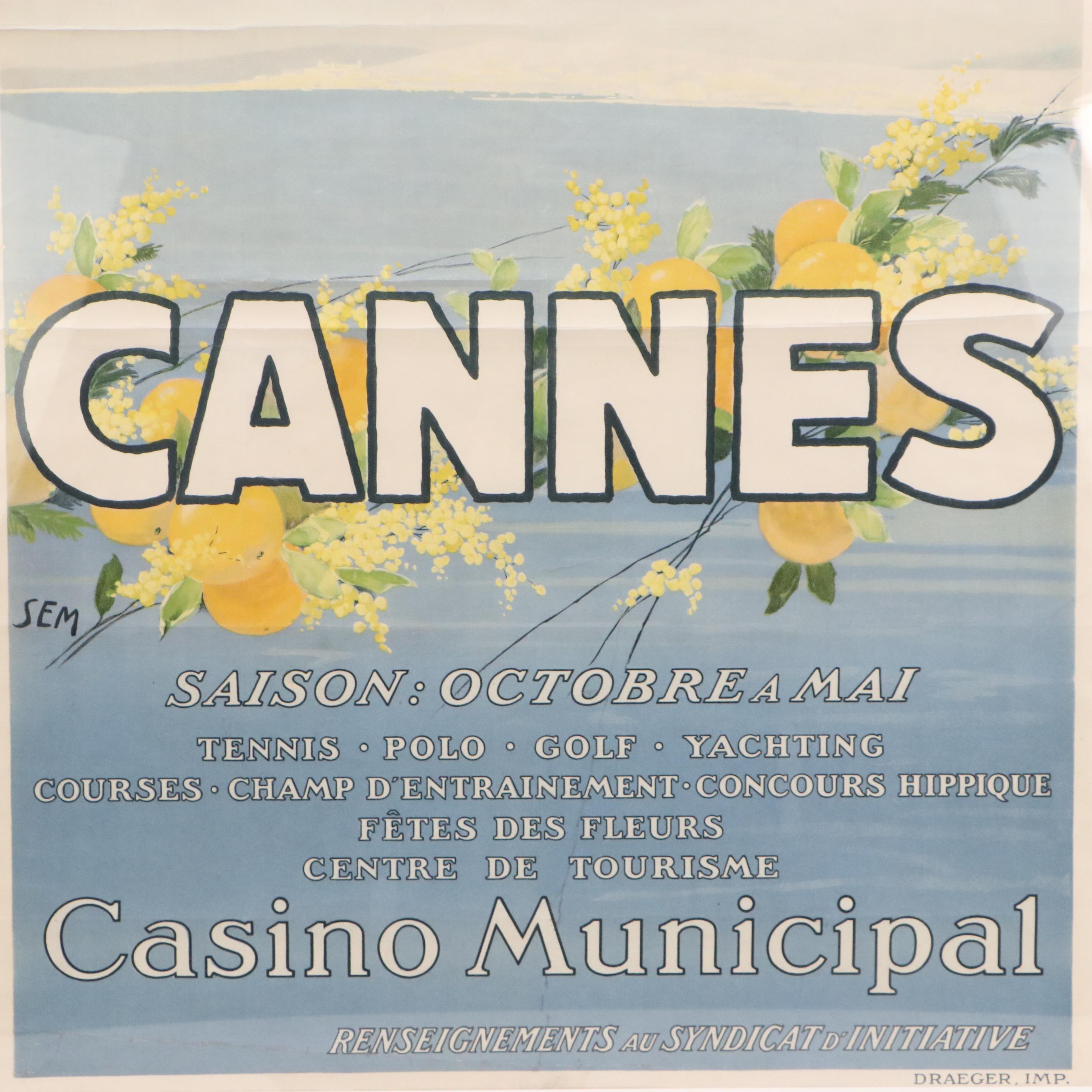 Color Lithograph Poster "Cannes" After Georges Goursat, Early 20th Century