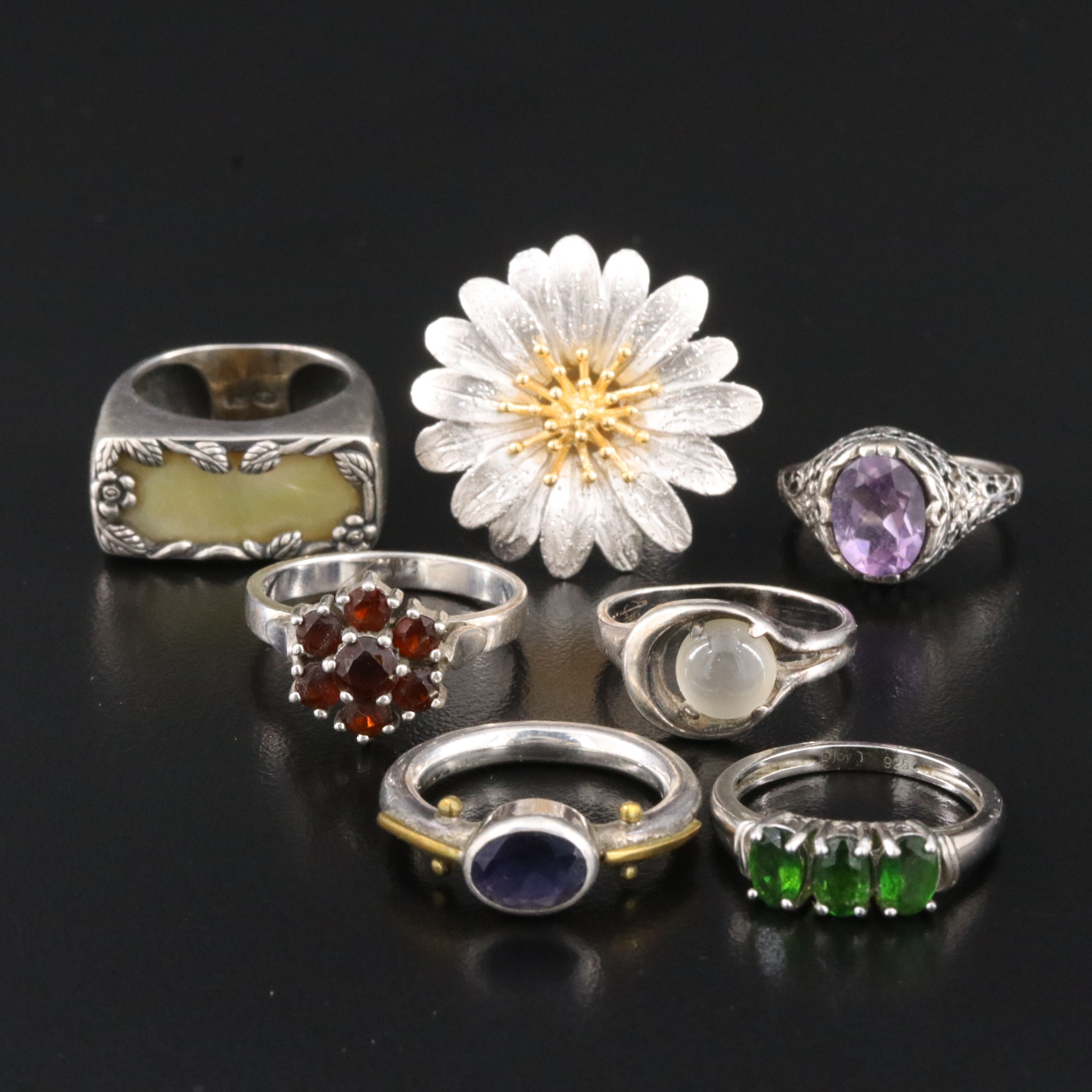 Sterling Ring Collection Featuring Amethyst, Iolite and Garnet