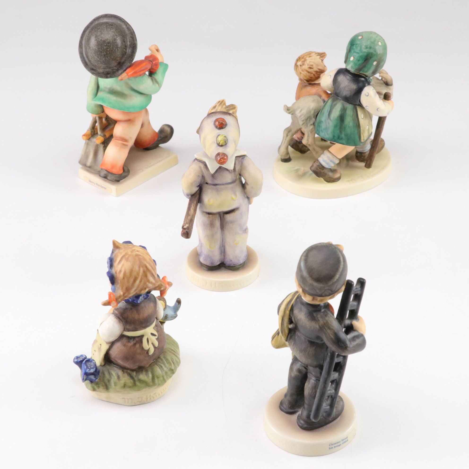 Goebel "Carnival" and "The Botanist" with More Hummel Porcelain Figurines, 1980s