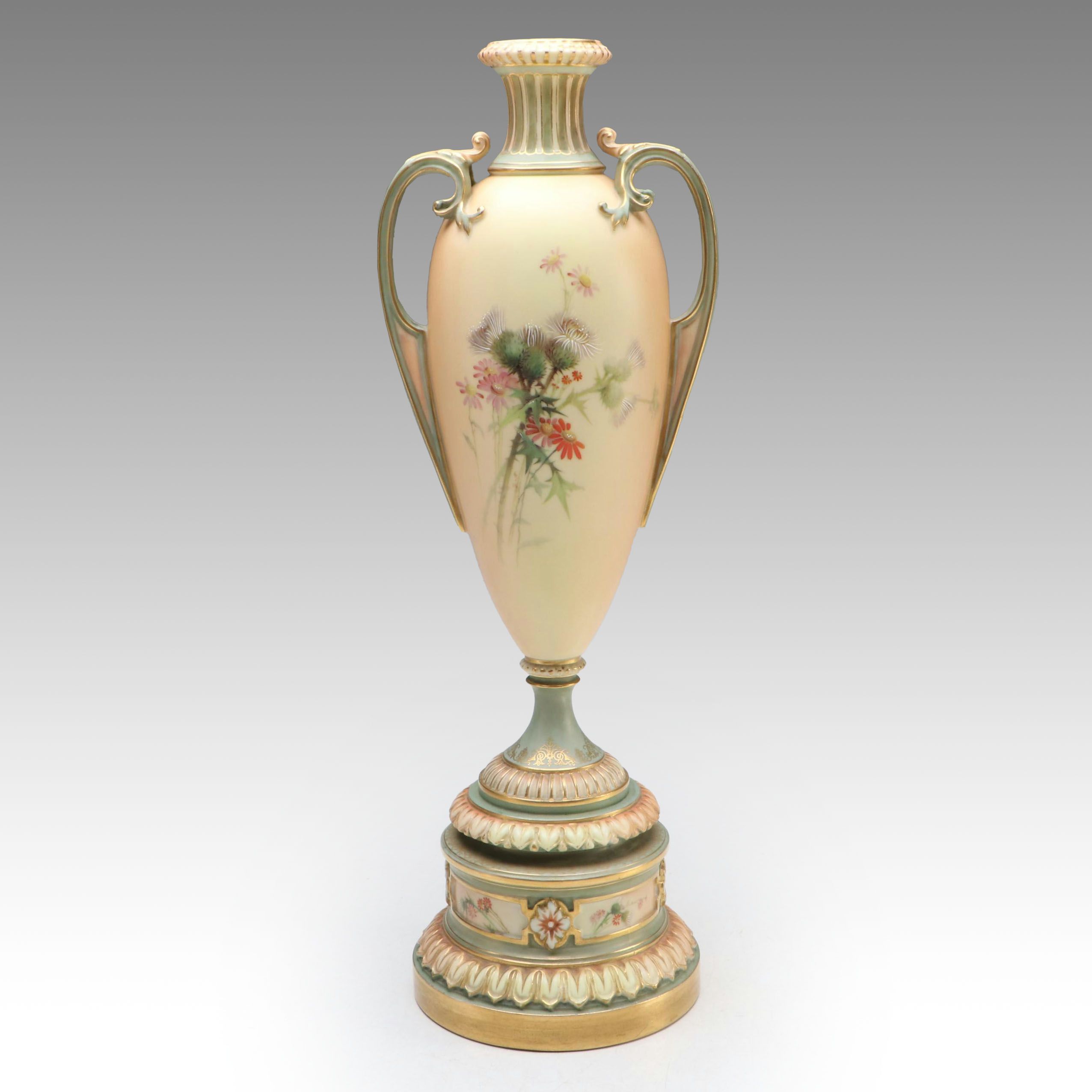 Royal Worcester Aesthetic Movement Blush Ivory Urn Vase, circa 1900