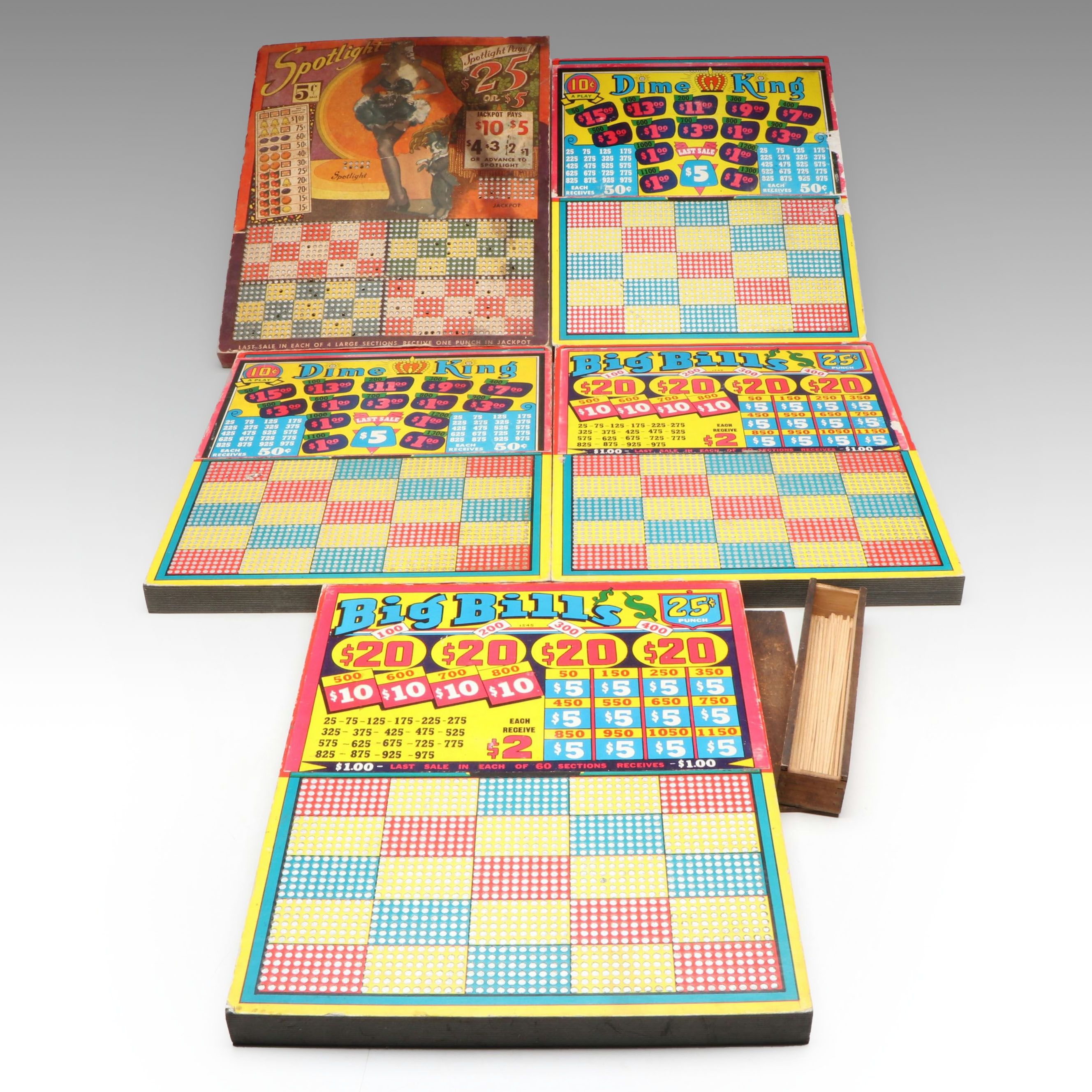 Big Bill's, Dime King and Spotlight Punchboards, Early to Mid-20th C.