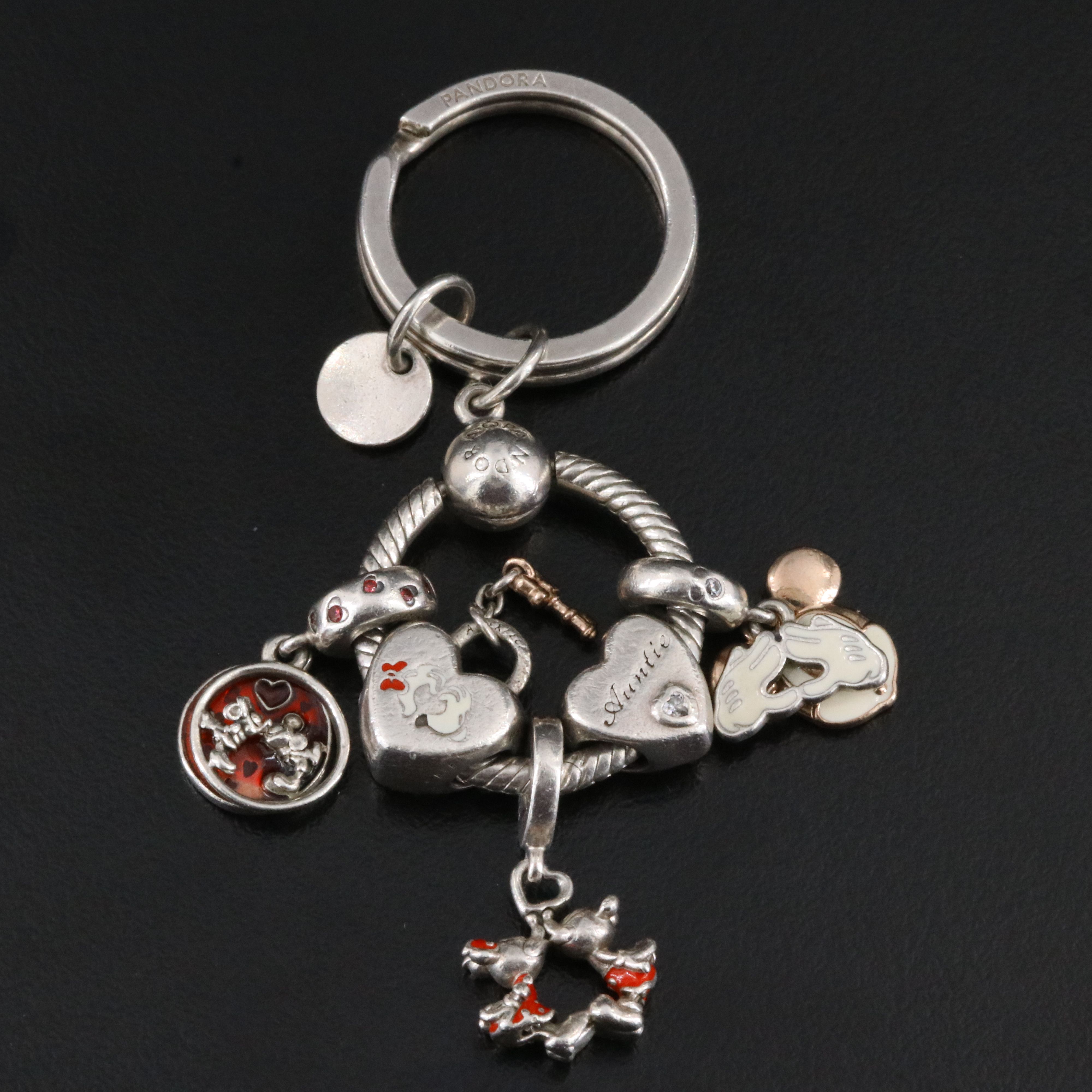 Pandora and Disney Sterling Micky Mouse Themed Key Chain and Charms