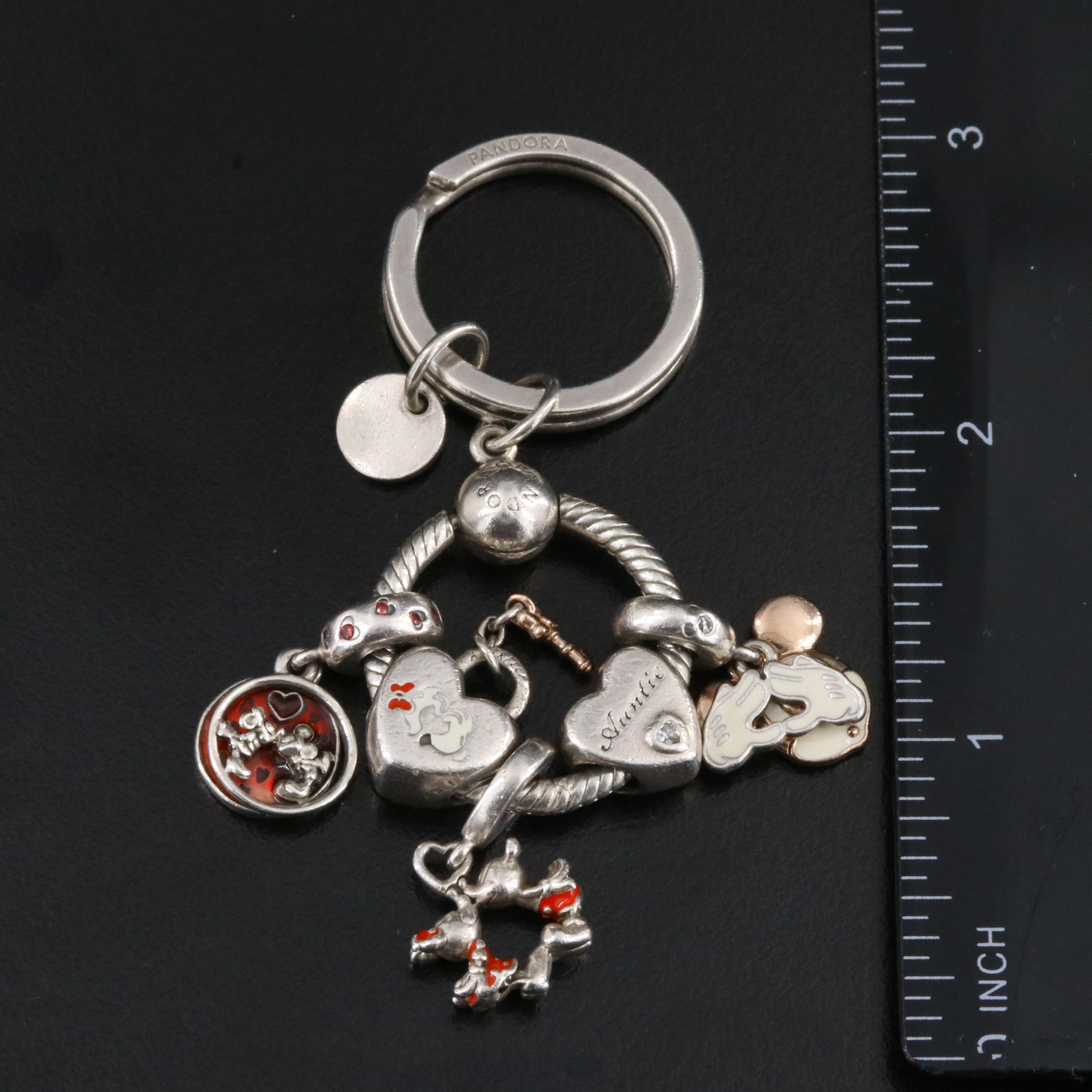 Pandora and Disney Sterling Micky Mouse Themed Key Chain and Charms