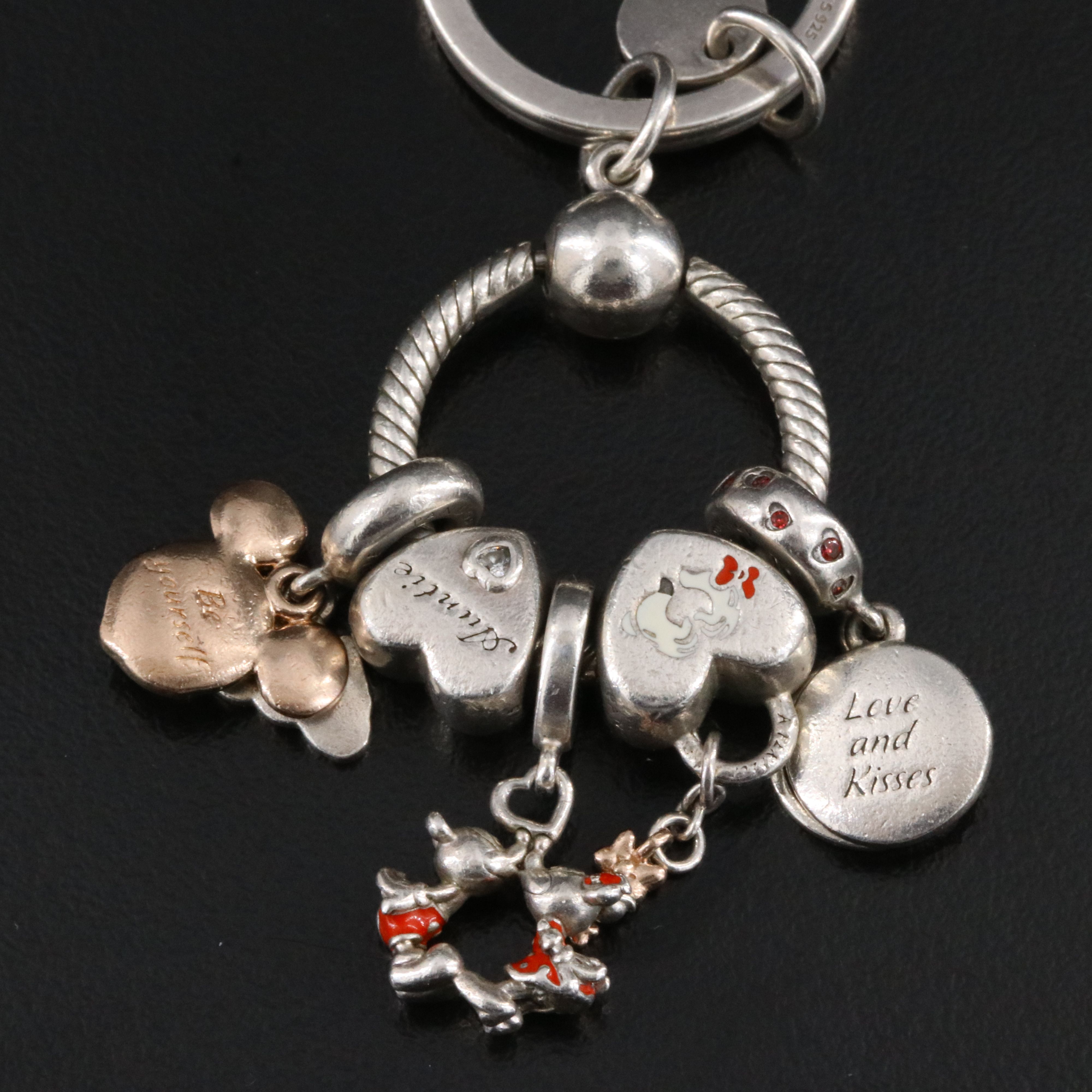 Pandora and Disney Sterling Micky Mouse Themed Key Chain and Charms