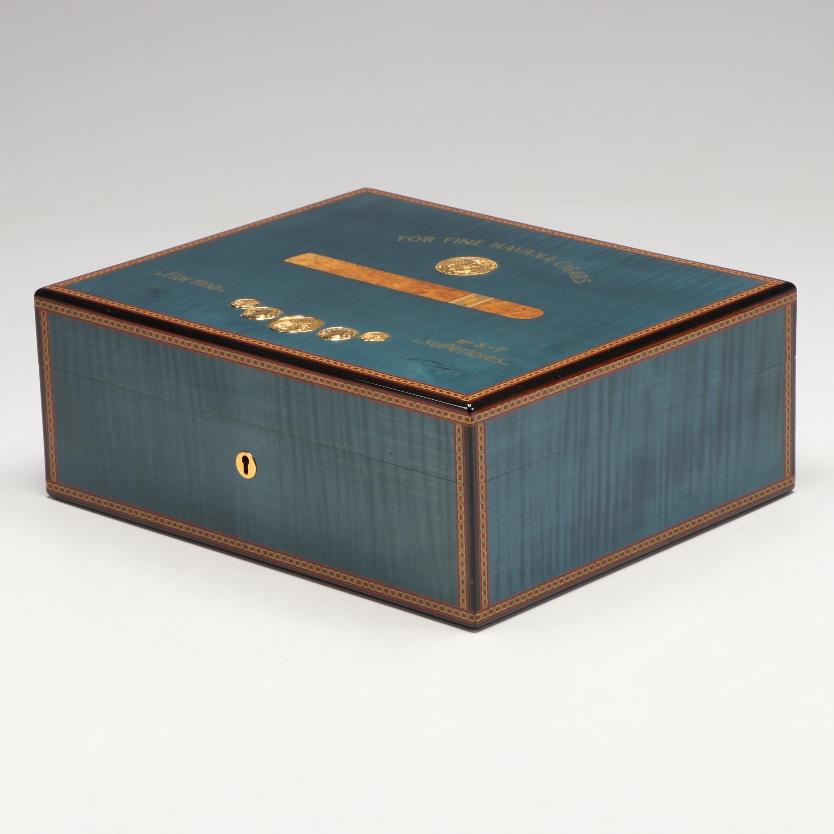 Elie Bleu Medals 75-Cigar Wood Desktop Humidor