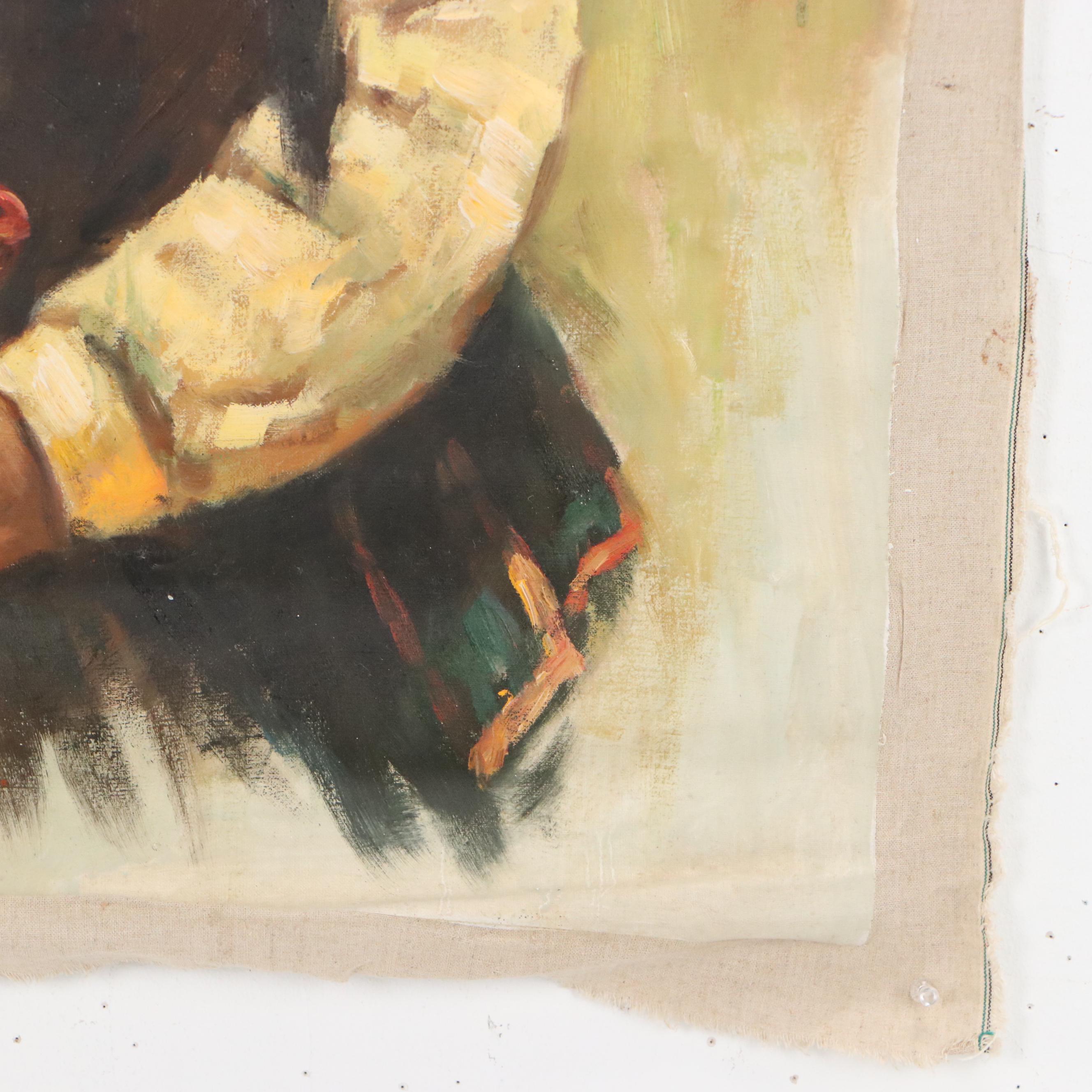 Portrait Oil Painting of Native American Man, 21st Century