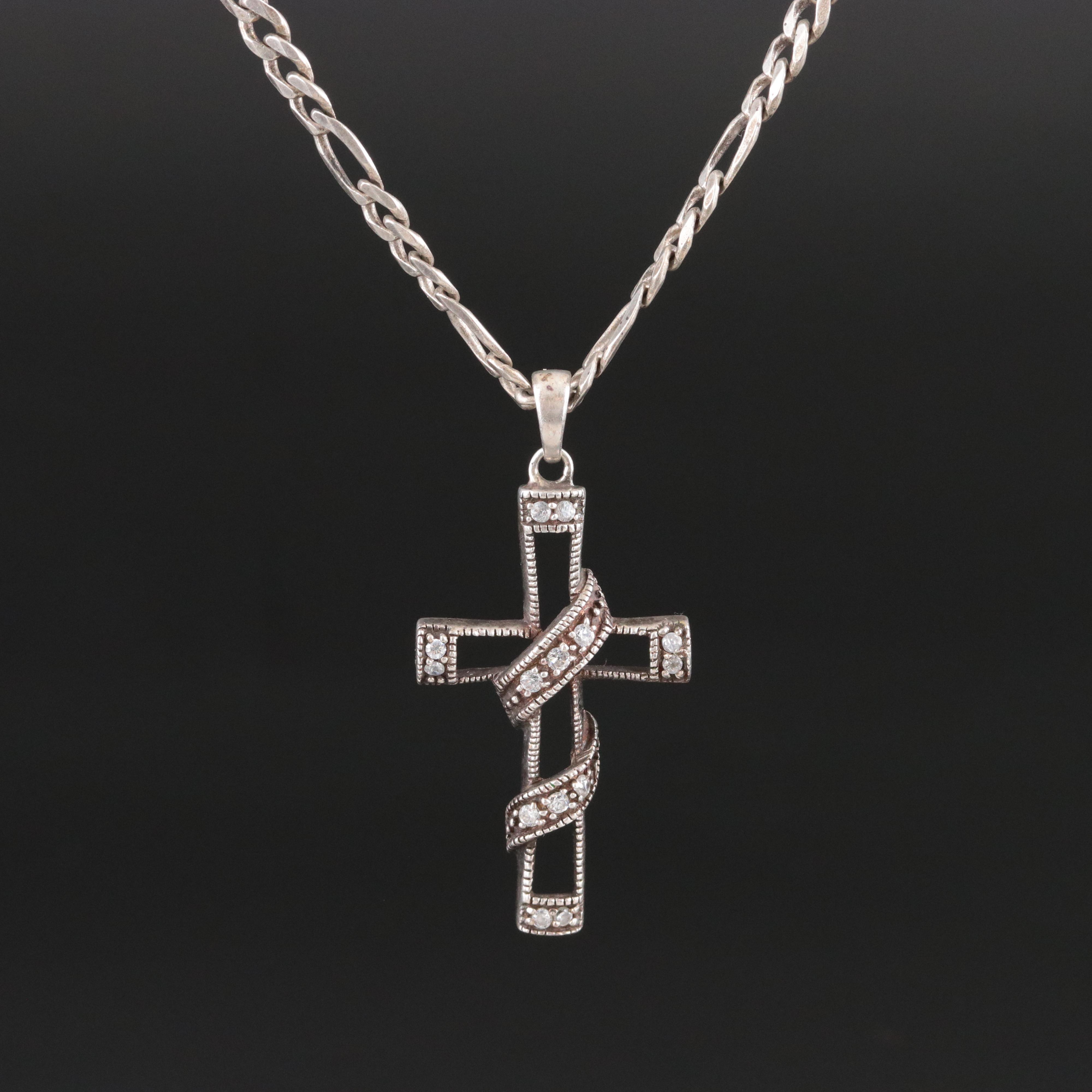 Sterling CZ Cross Necklace
