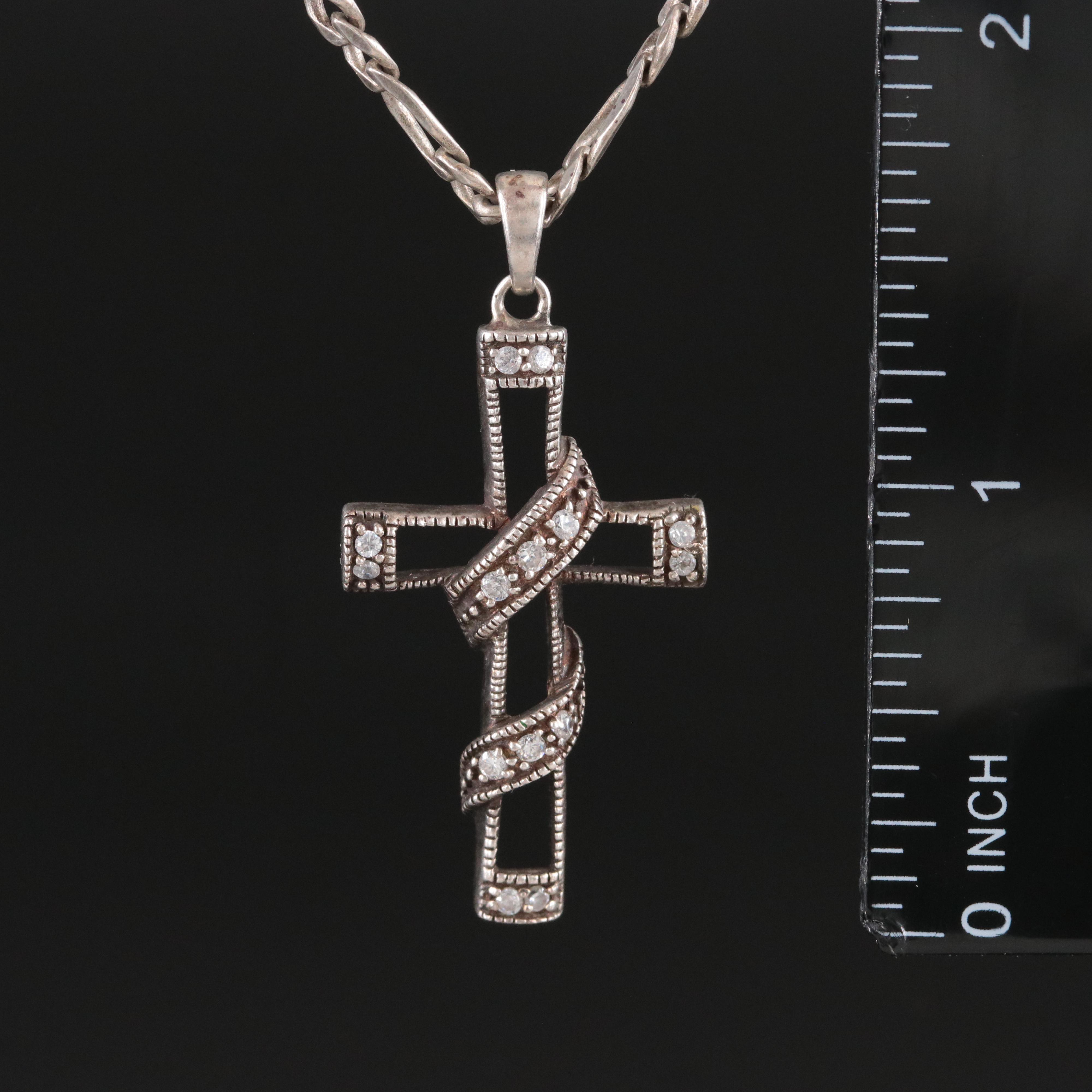 Sterling CZ Cross Necklace