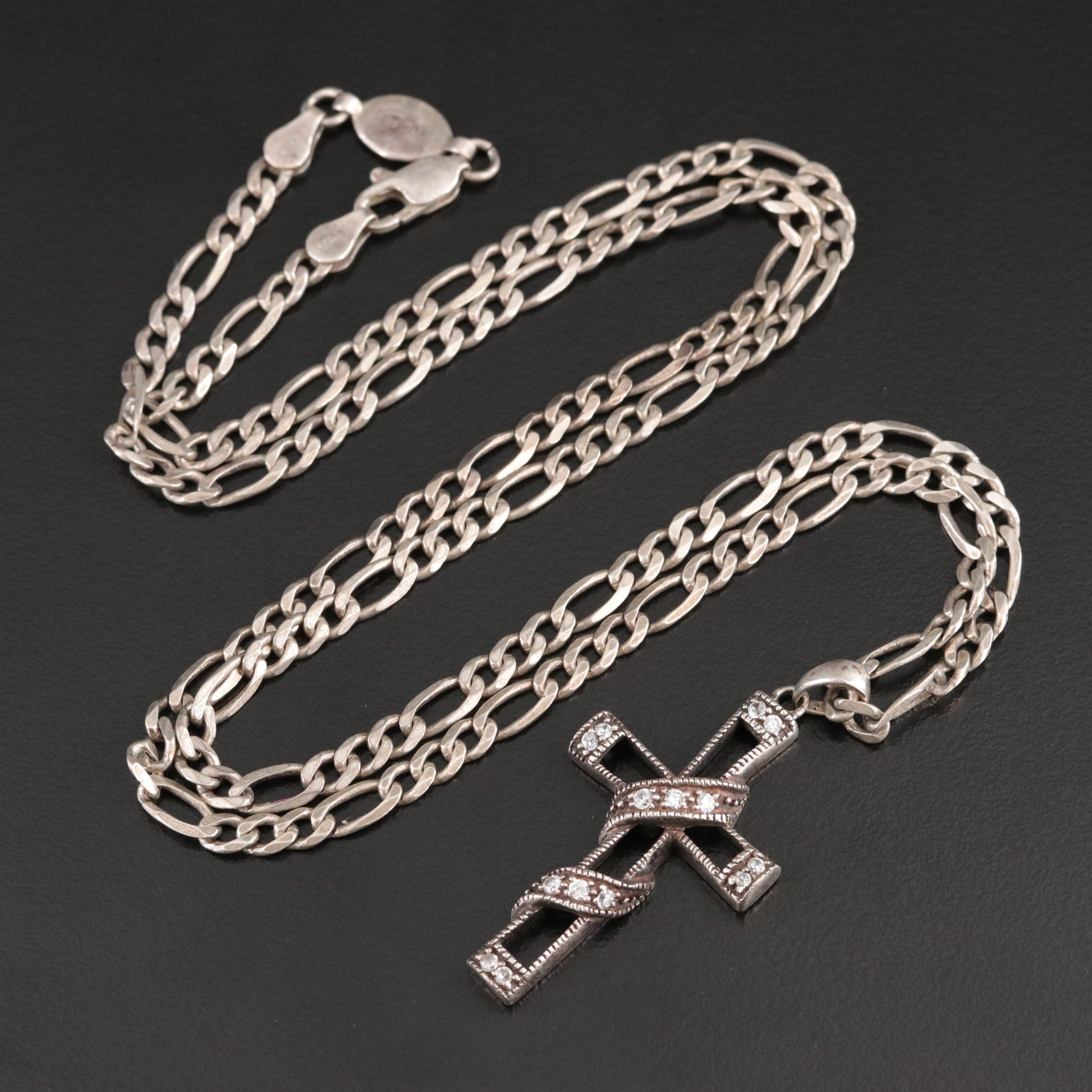Sterling CZ Cross Necklace