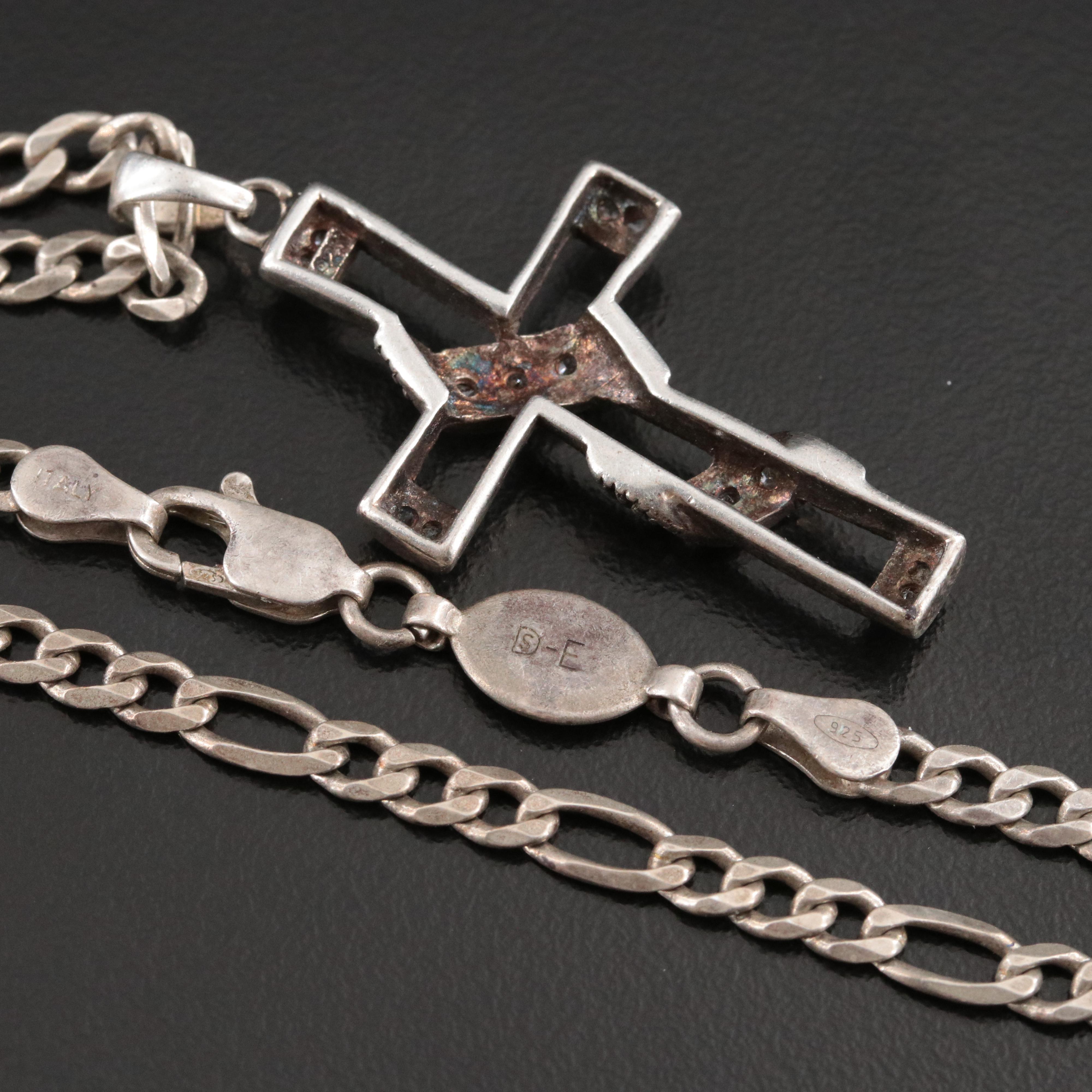 Sterling CZ Cross Necklace