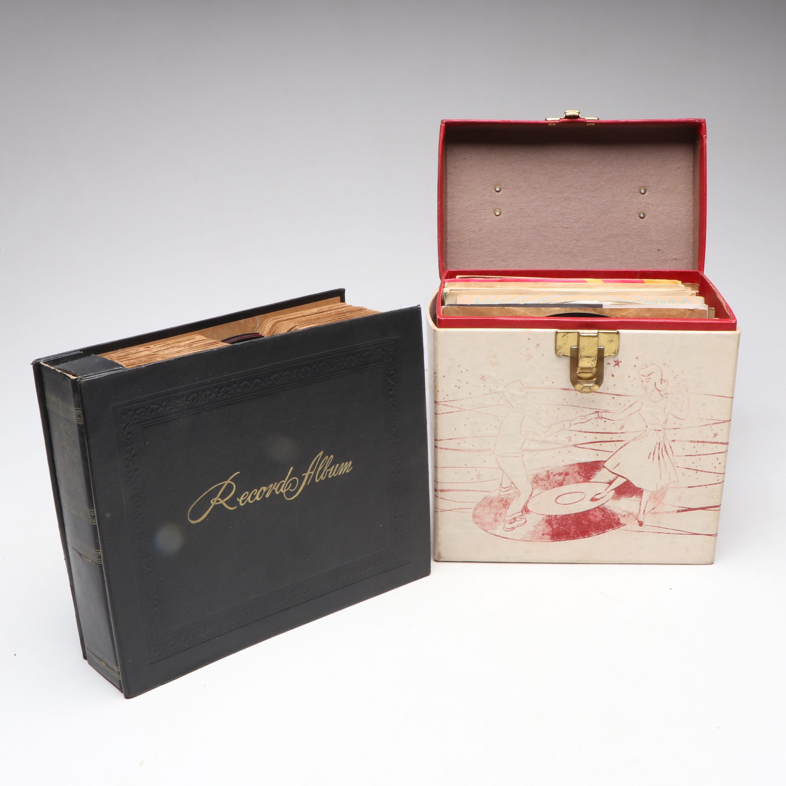 Record Cases with Elvis Presley, The Beatles, and More 7" Vinyl Record Albums