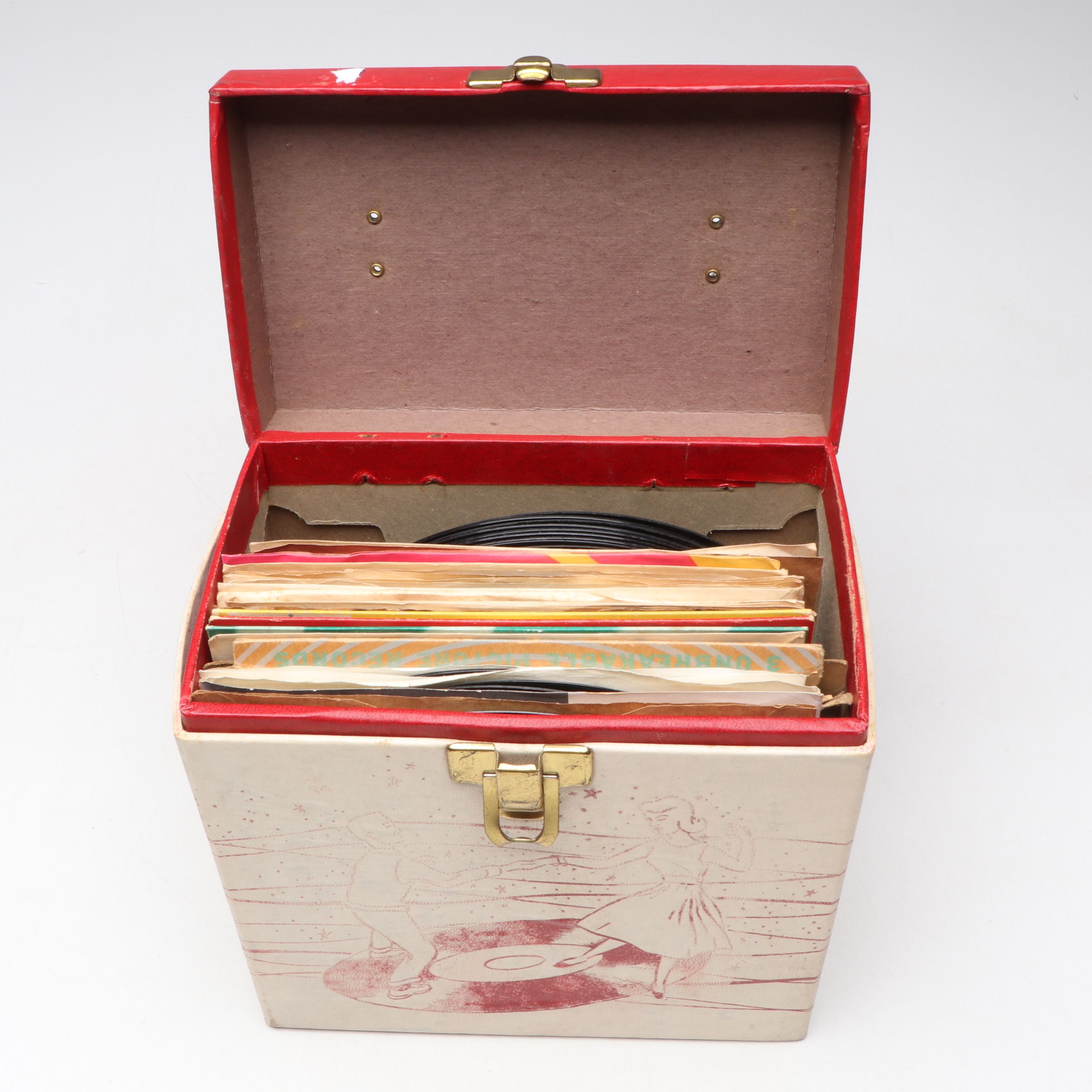 Record Cases with Elvis Presley, The Beatles, and More 7" Vinyl Record Albums