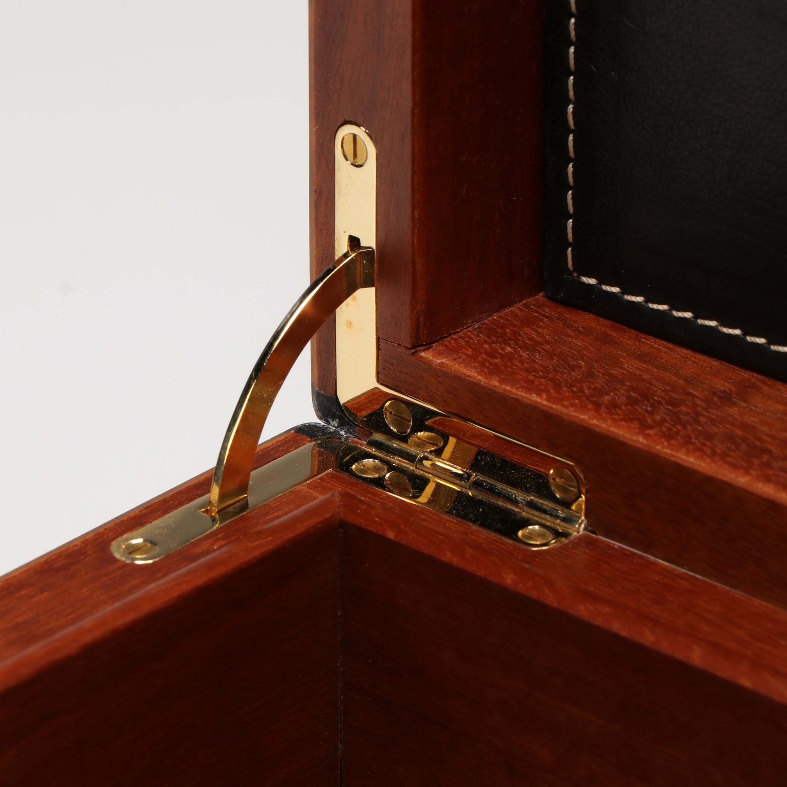 G. Lorenzi Italian Wood Decorative Box with Leather Lining