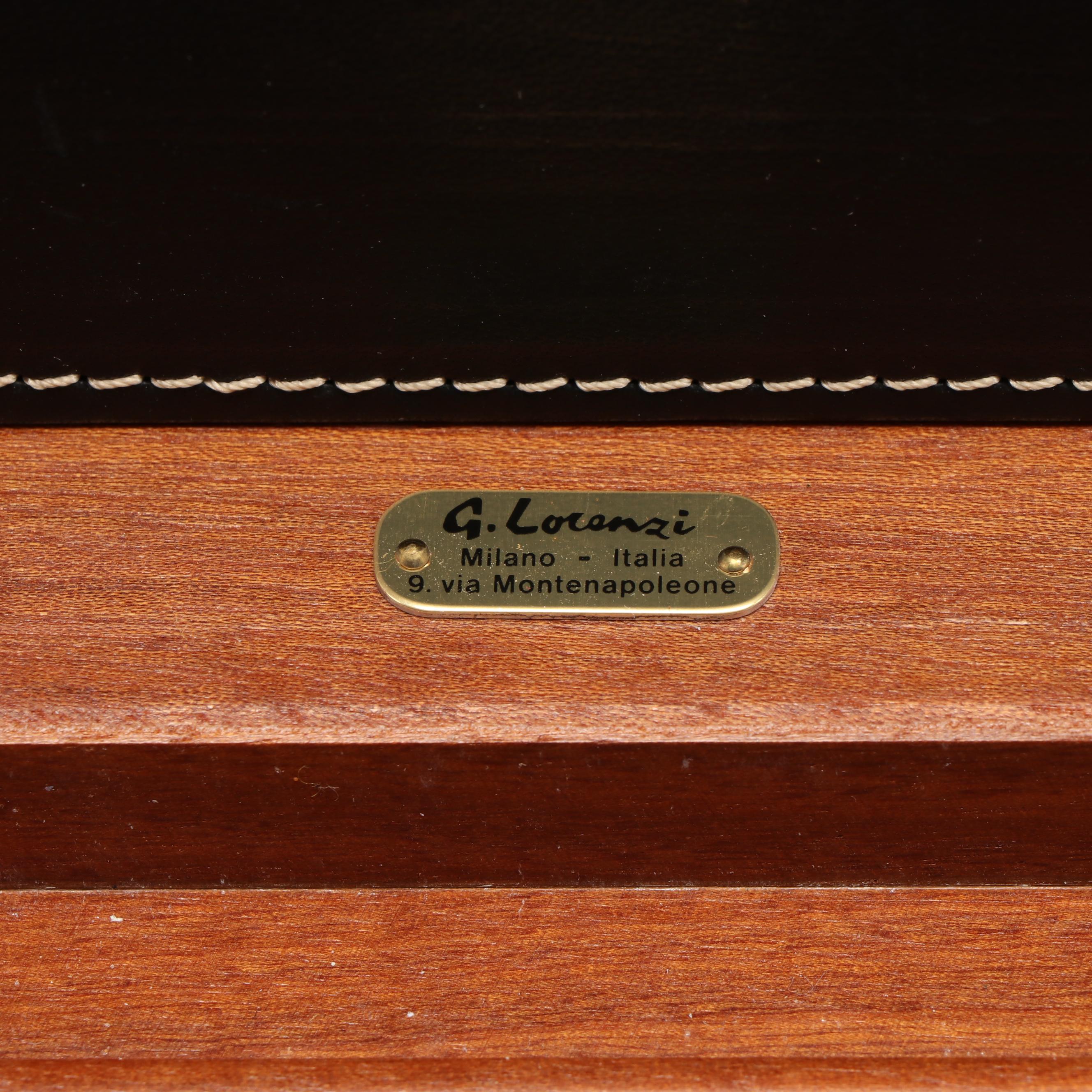 G. Lorenzi Italian Wood Decorative Box with Leather Lining