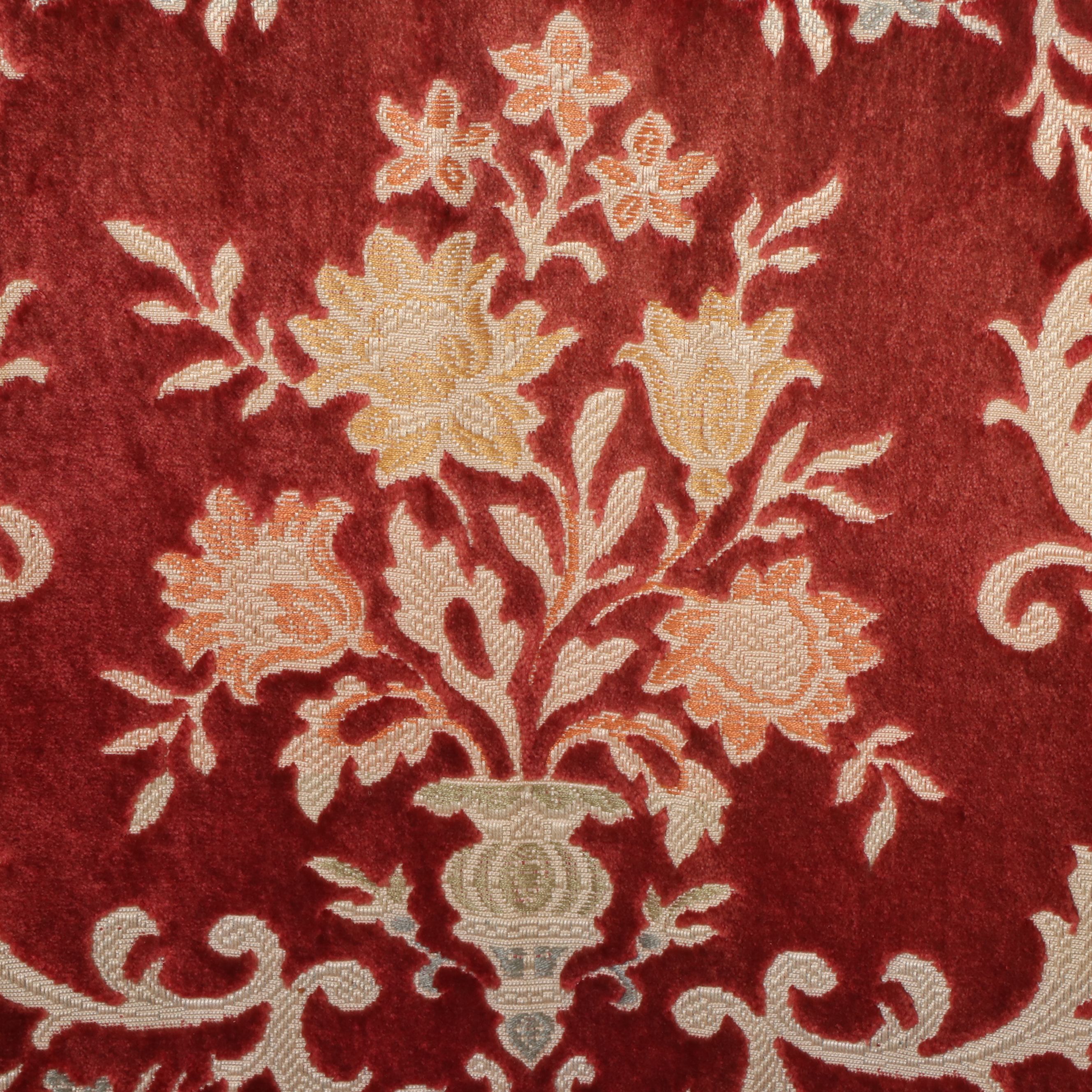 Set of Four French Art Deco Armchairs with Velvet Brocade, 1930s