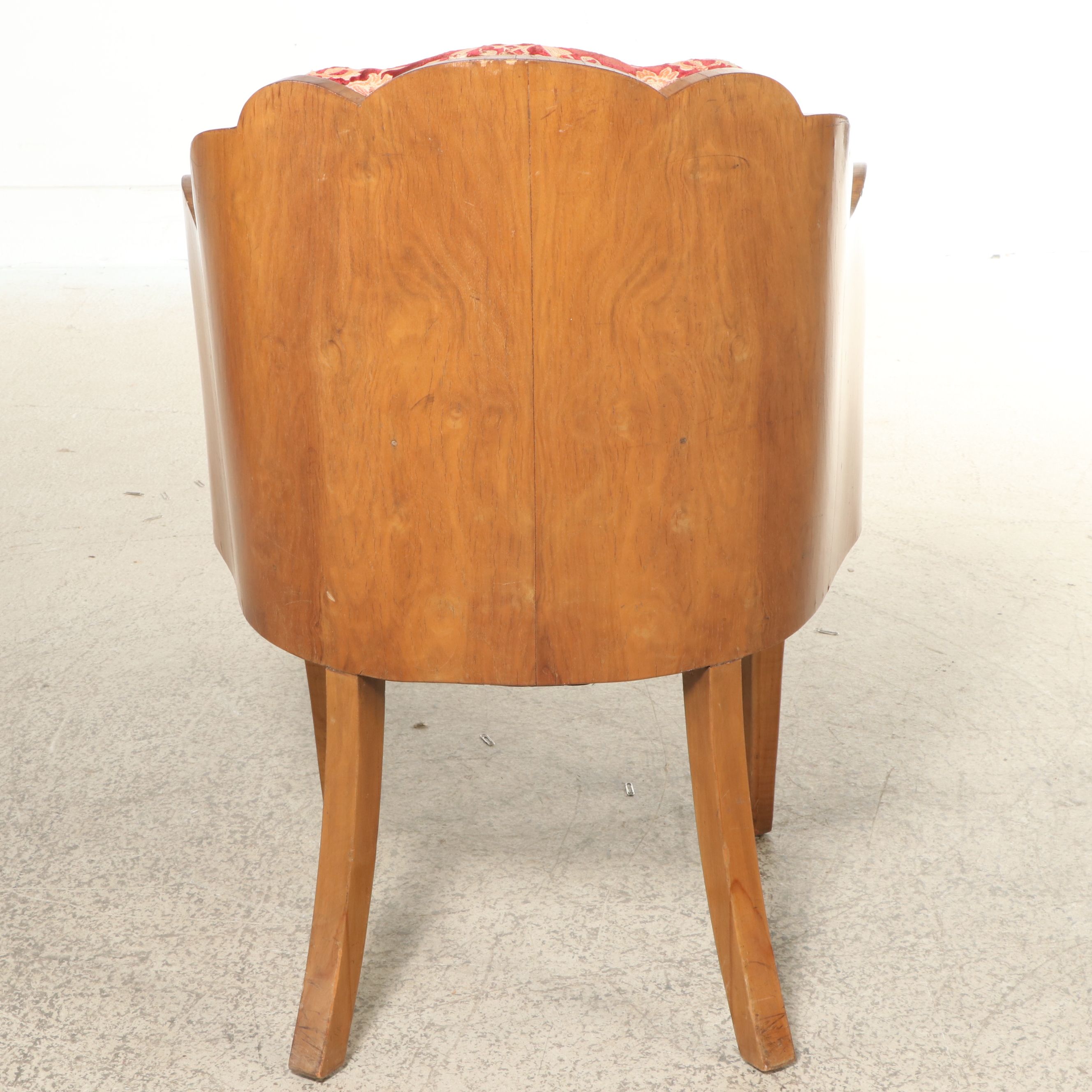 Set of Four French Art Deco Armchairs with Velvet Brocade, 1930s