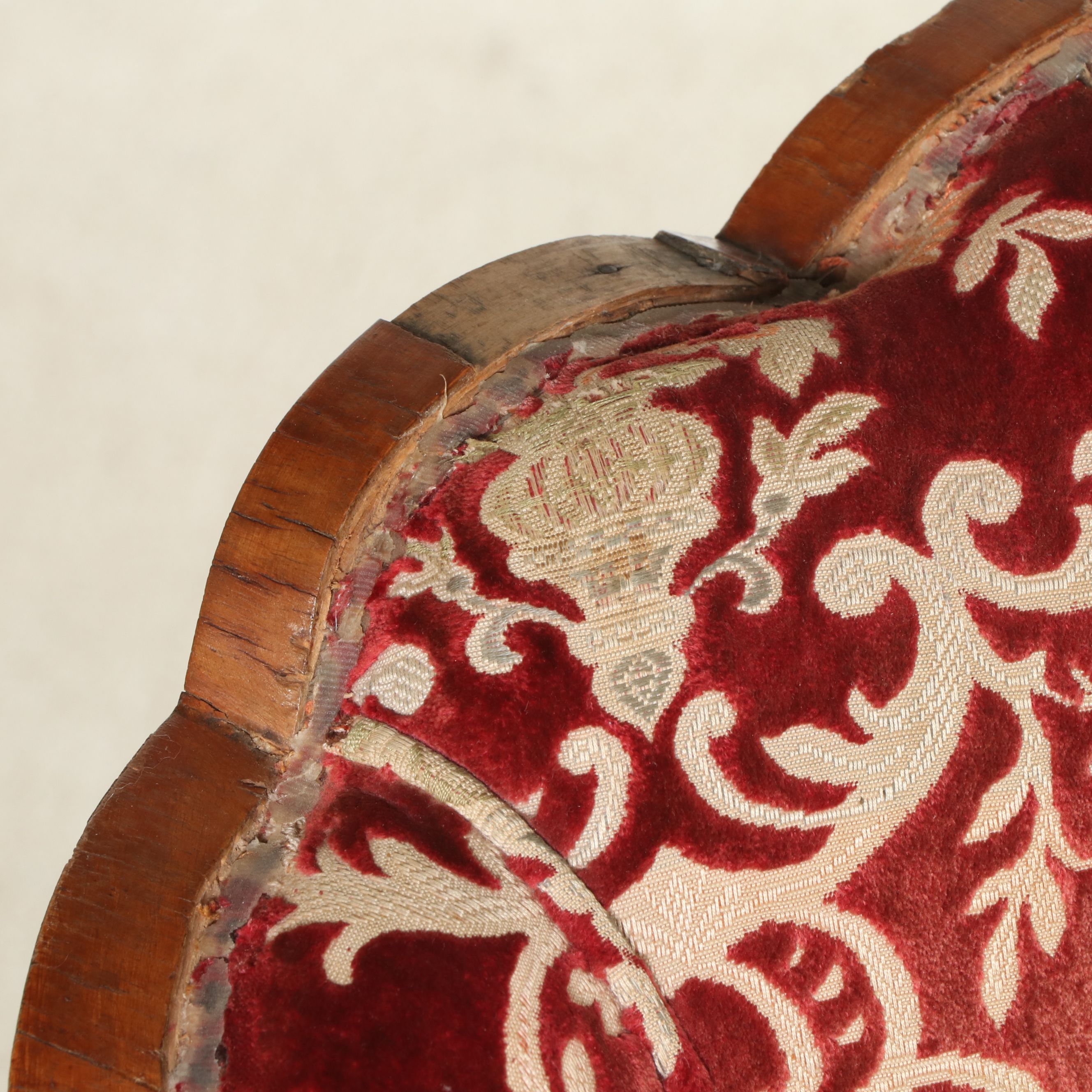 Set of Four French Art Deco Armchairs with Velvet Brocade, 1930s