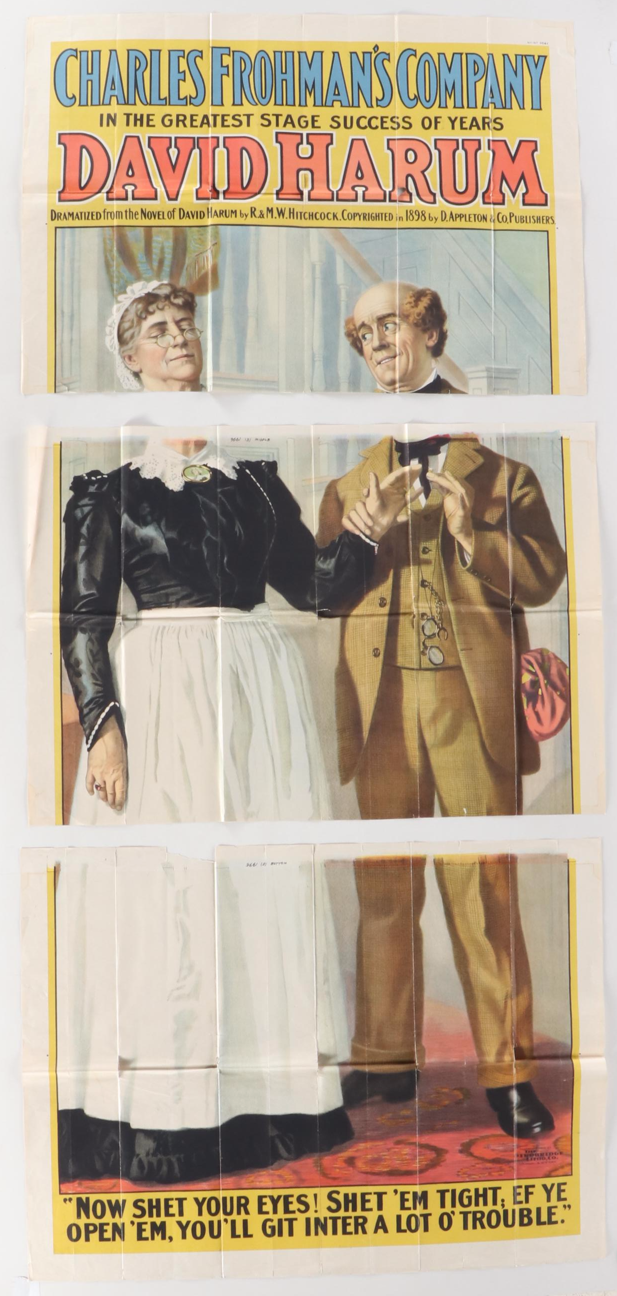 Charles Frohman's Company "David Harum" Lithograph Poster, 1901