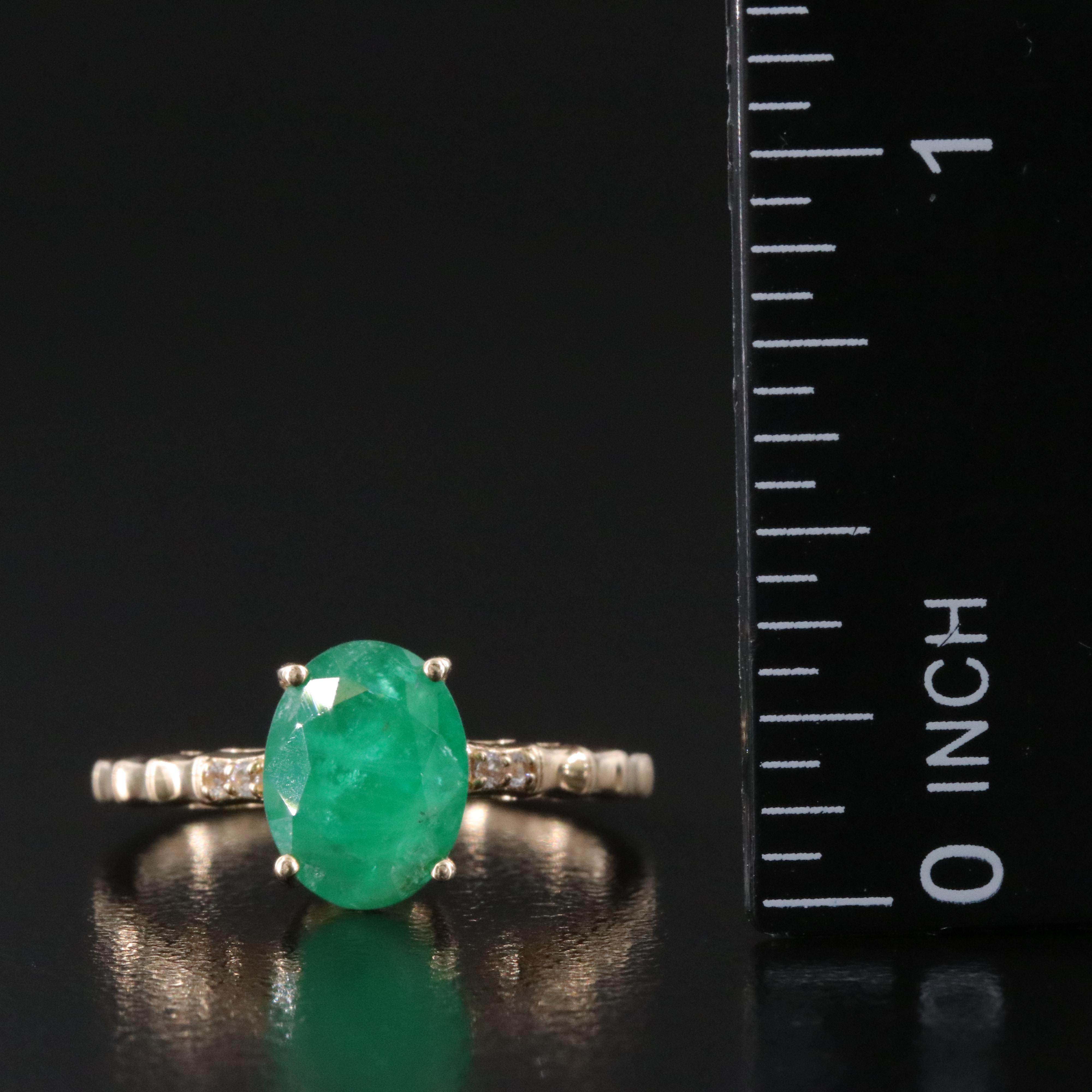 14K 1.86 CT Emerald and White Sapphire Ring