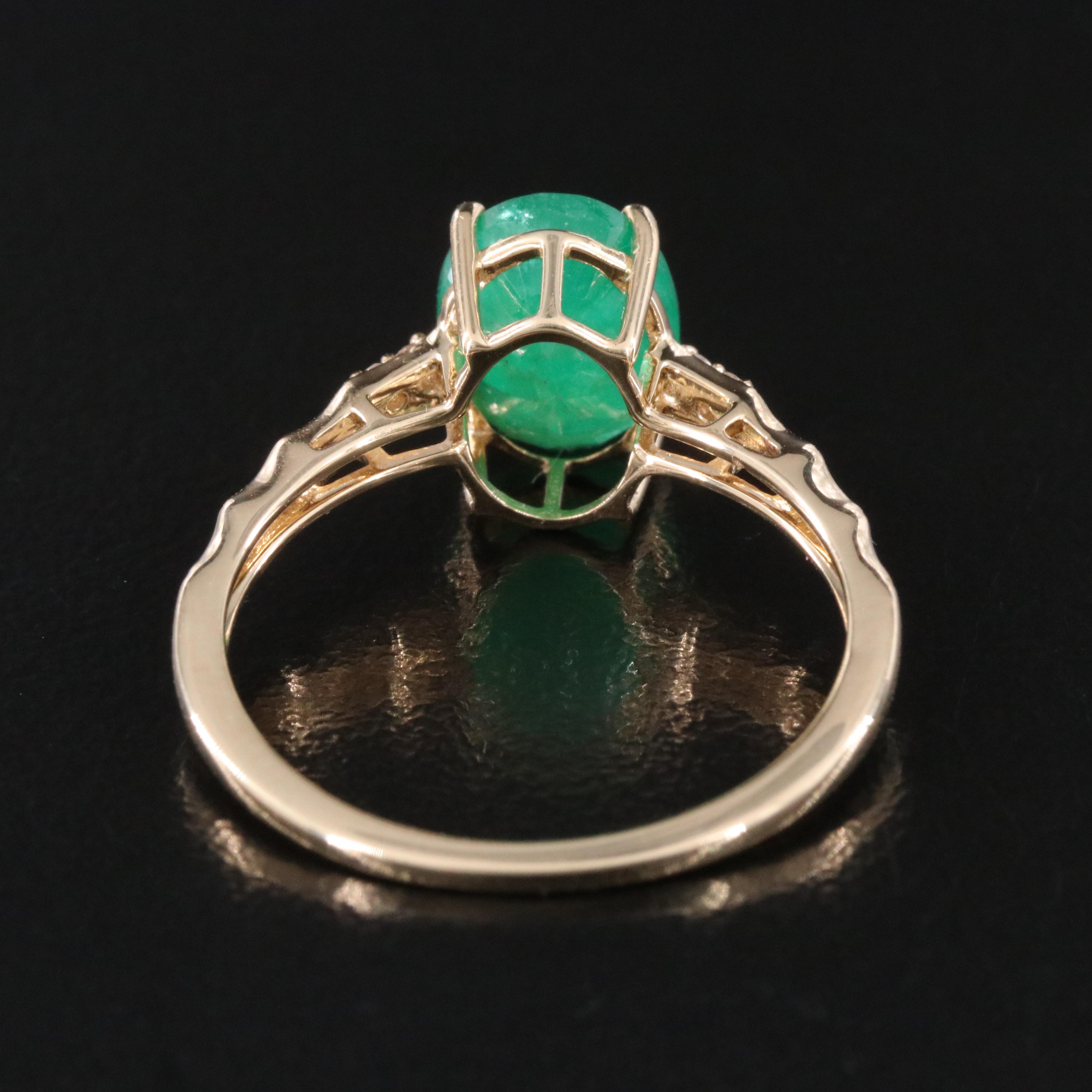 14K 1.86 CT Emerald and White Sapphire Ring