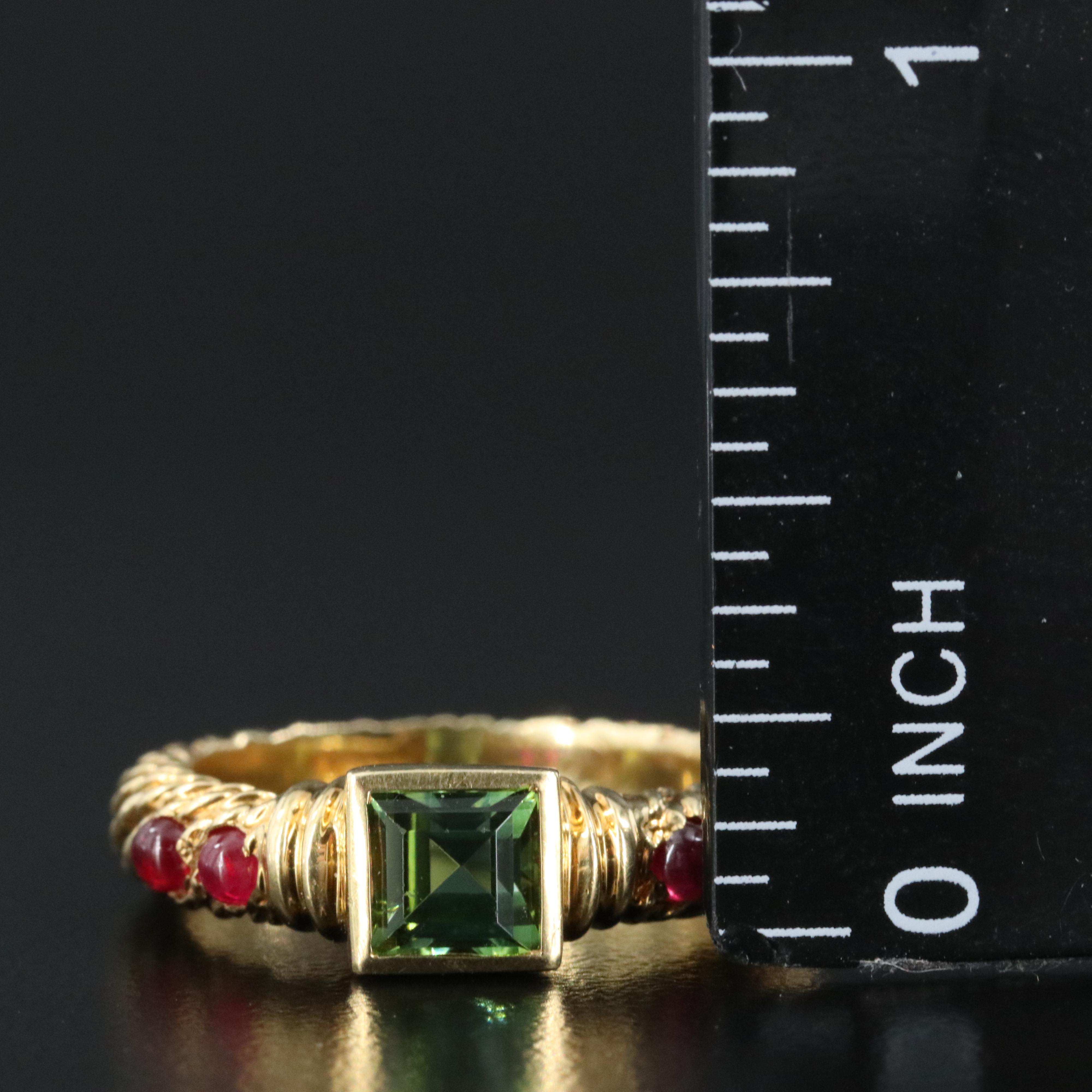 David Yurman Renaissance 18K Peridot and Ruby Ring