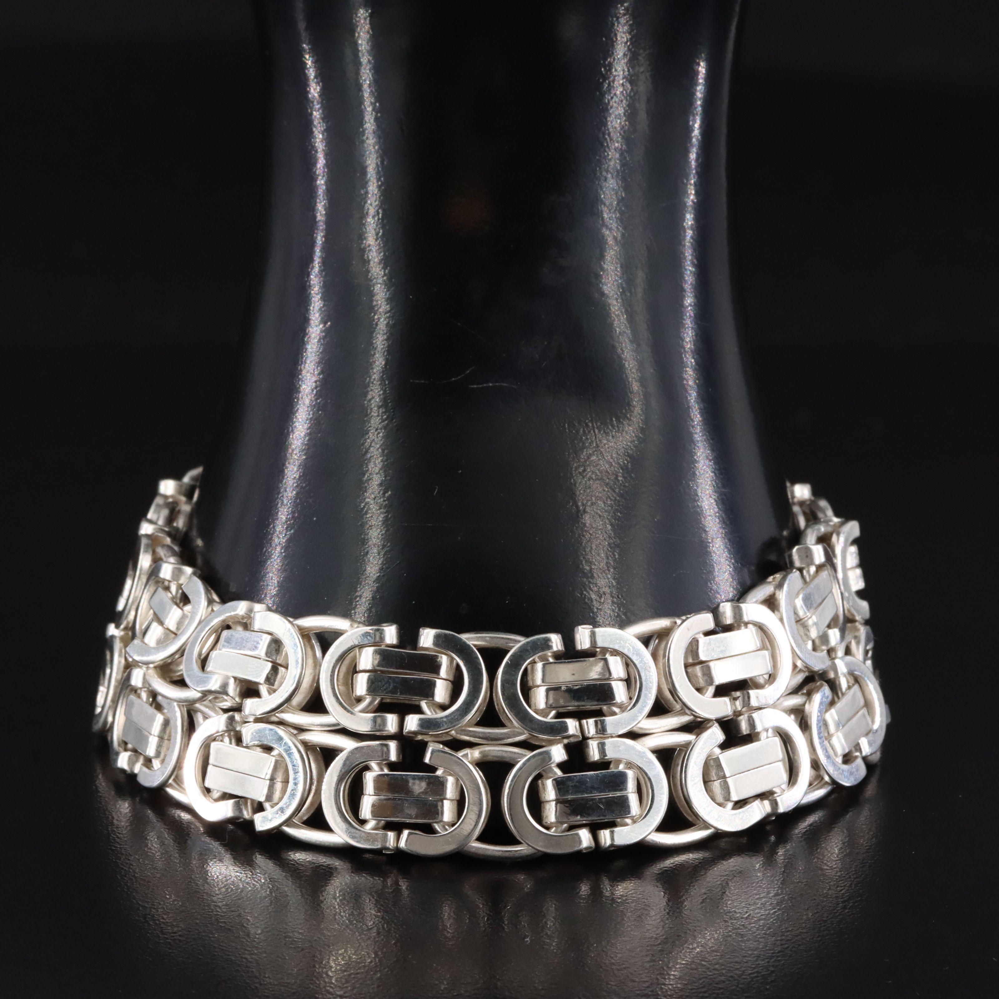 Sterling Double Row Byzantine Chain Bracelet