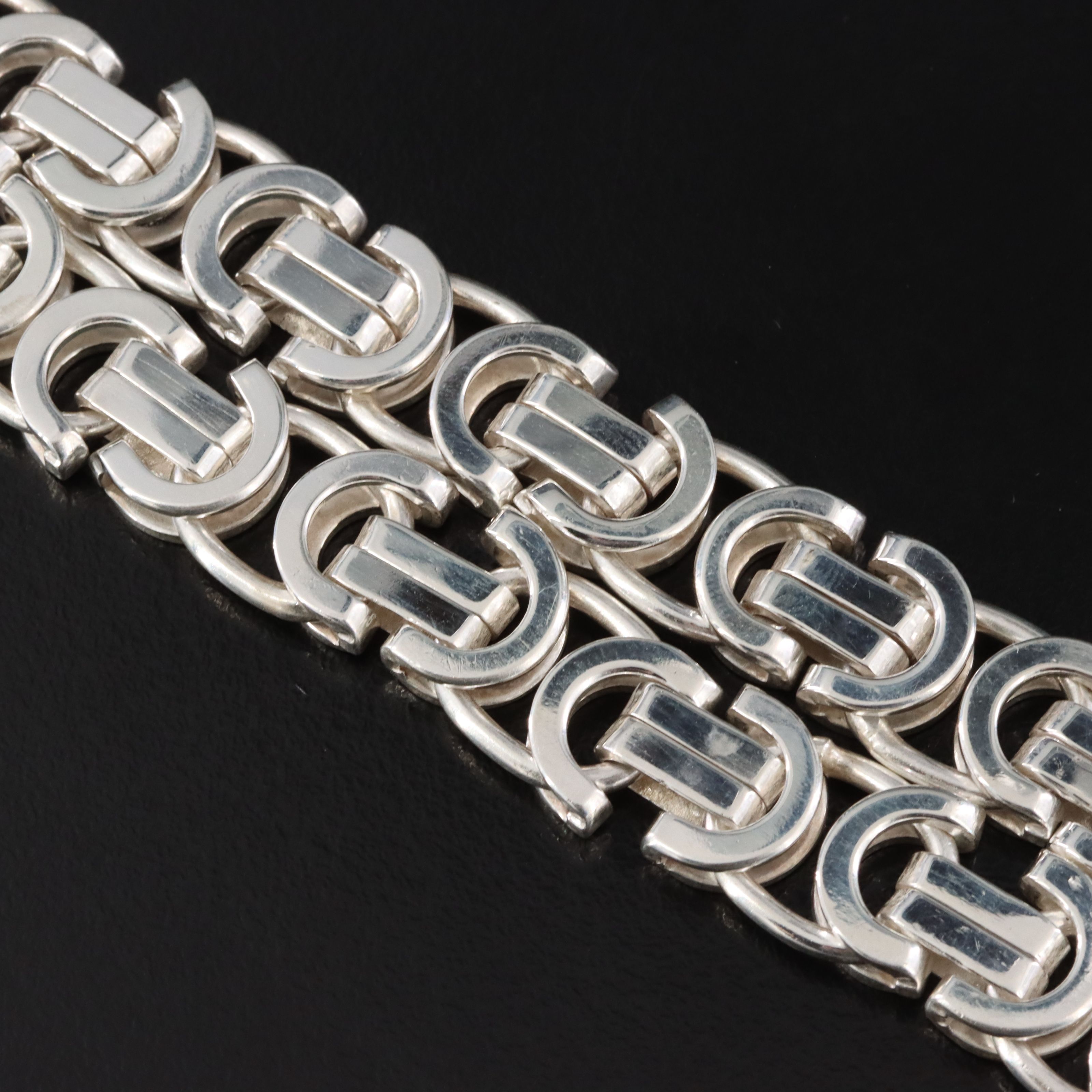 Sterling Double Row Byzantine Chain Bracelet