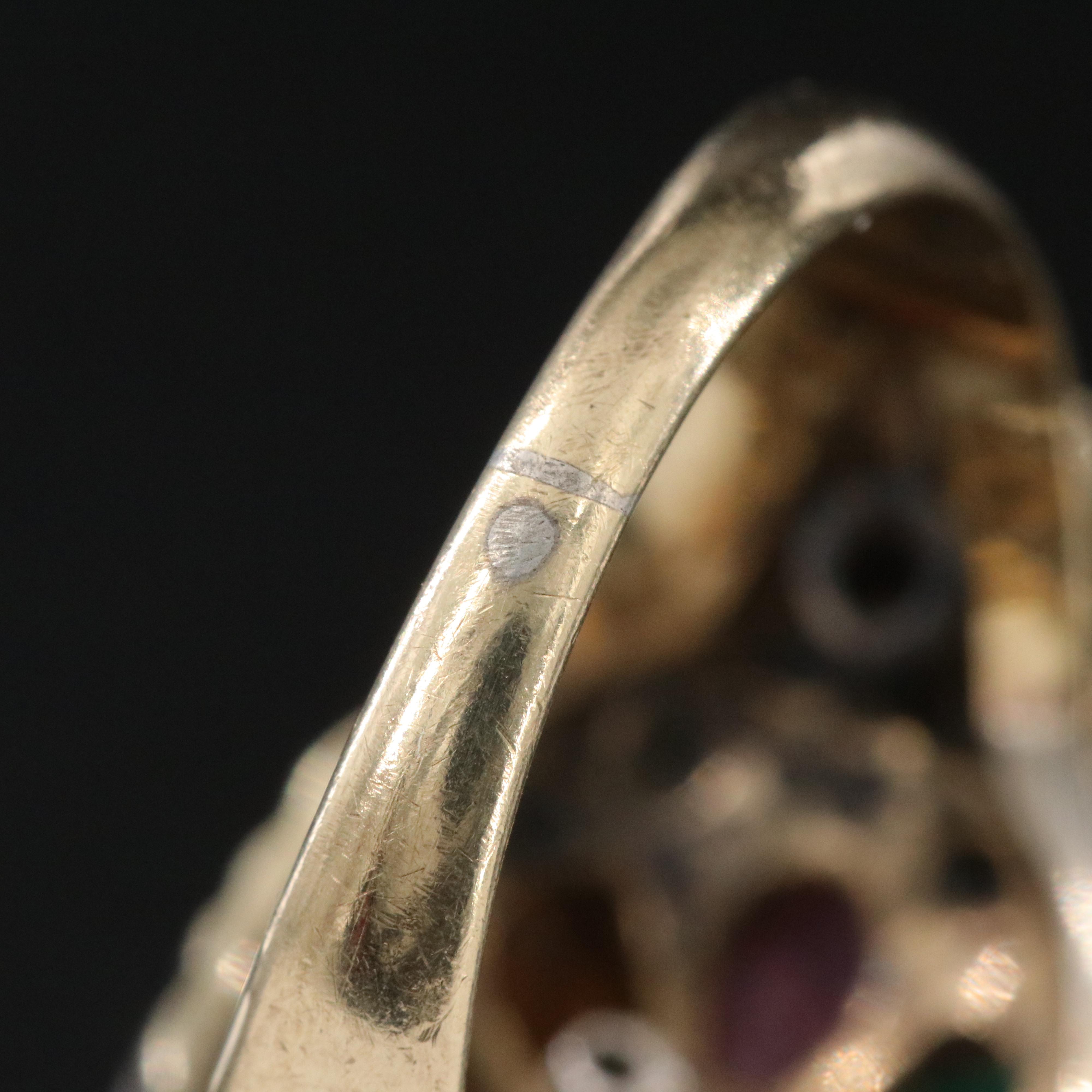 10K Thai Princess Ring with Sterling Settings Including Tiger's Eye and Ruby