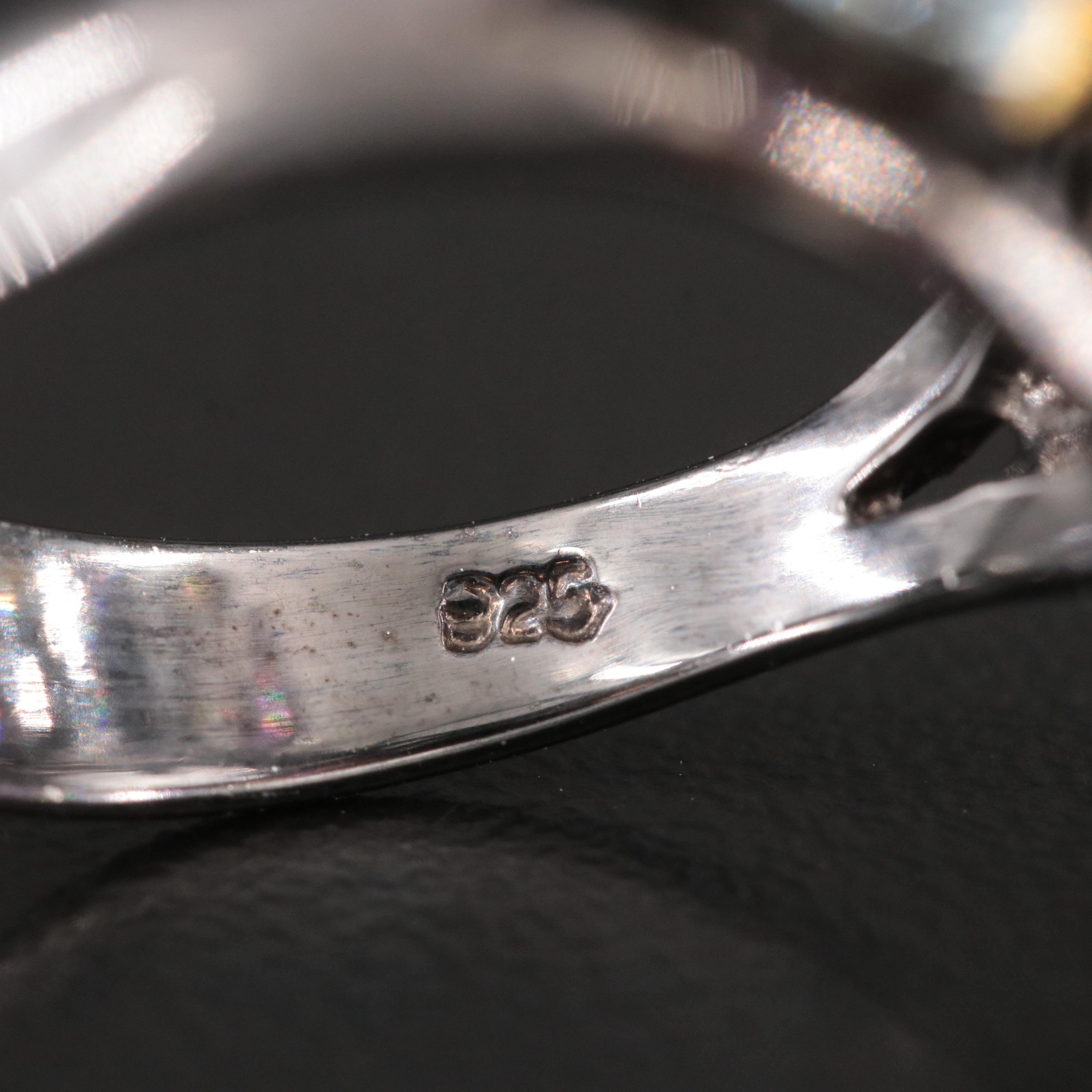 Sterling Rock Crystal, Citrine and Amethyst Halo Ring