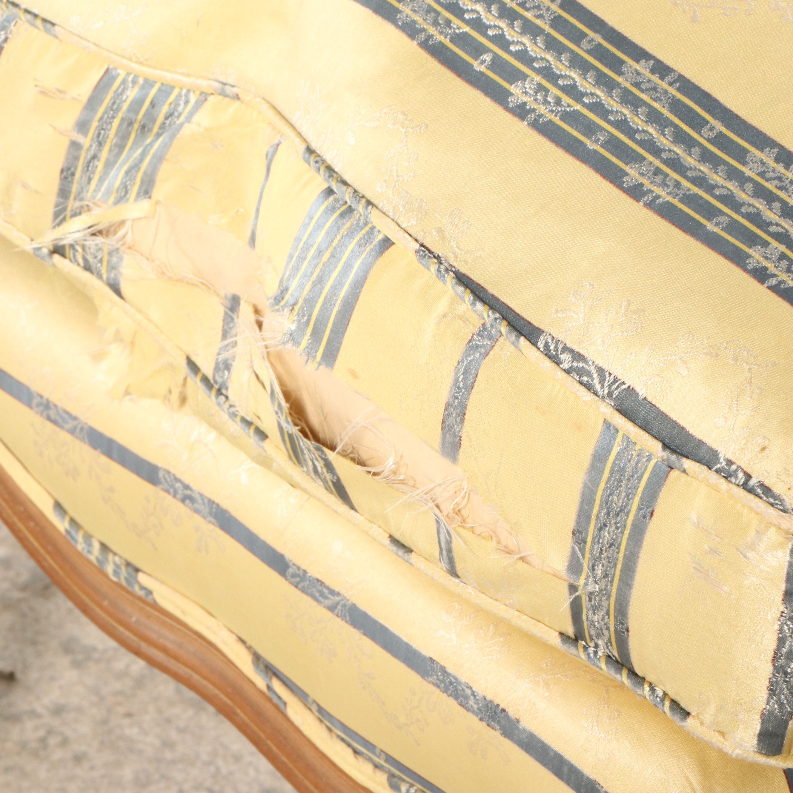 French Provincial Style Upholstered Armless Settee