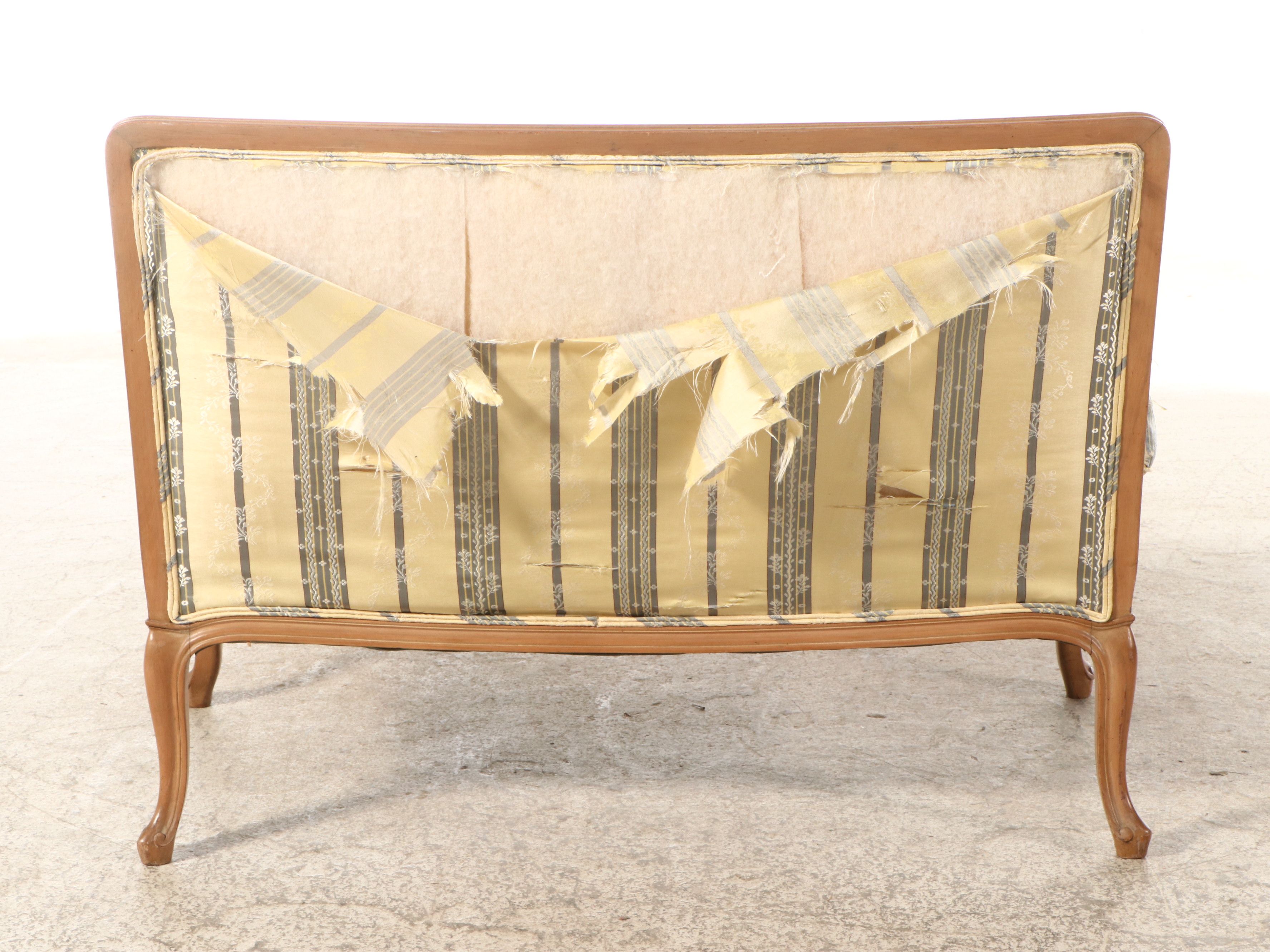 French Provincial Style Upholstered Armless Settee