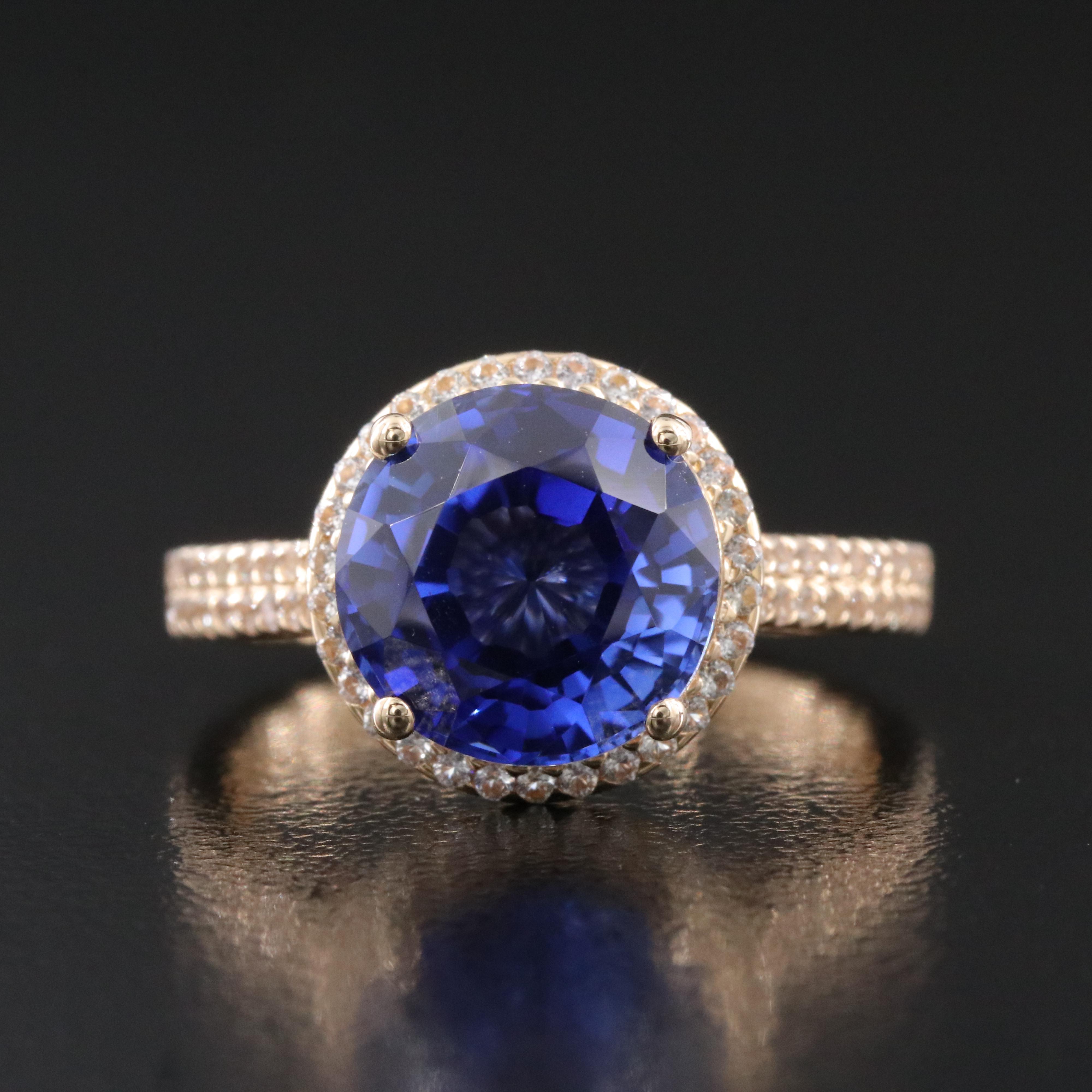 14K Sapphire and White Sapphire Ring