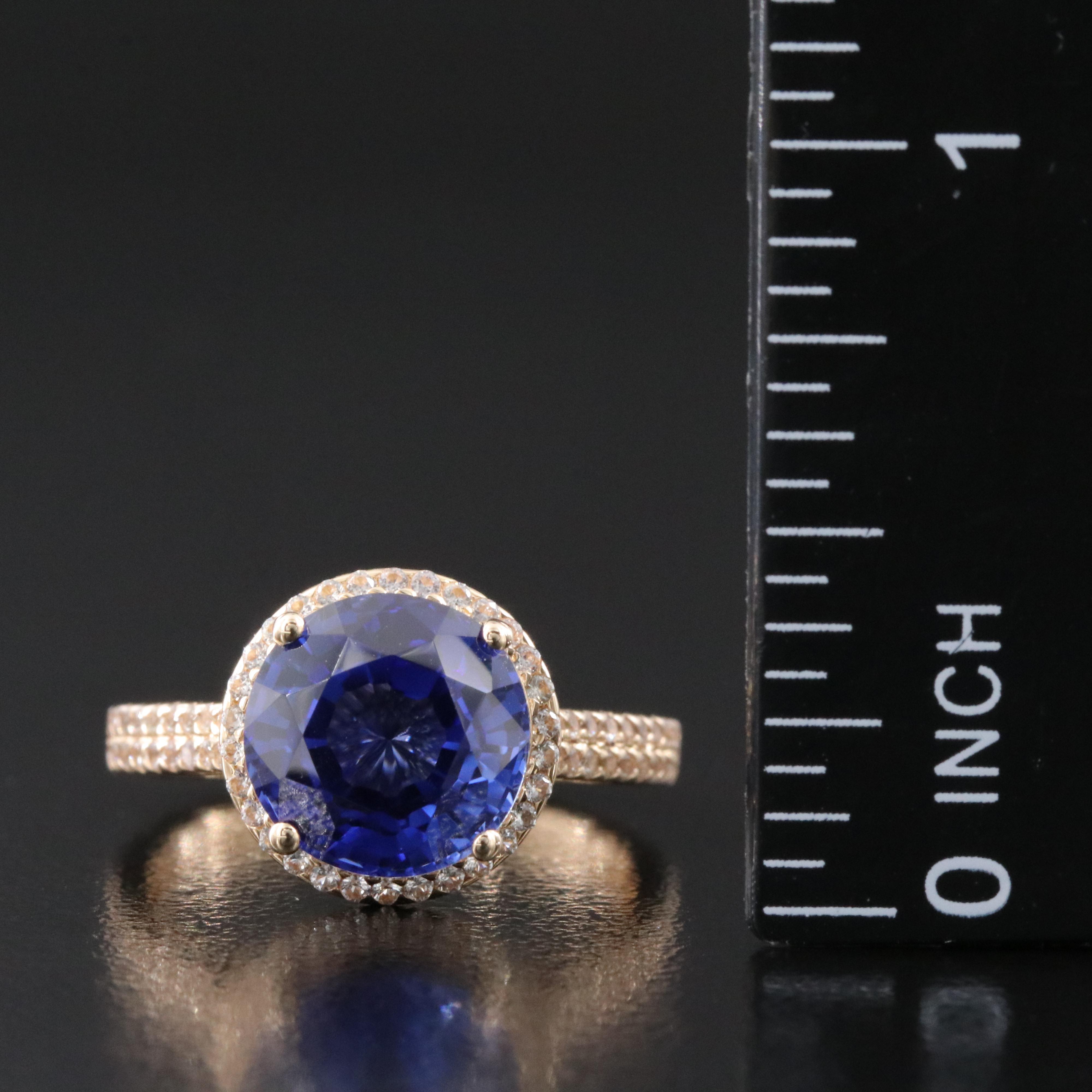 14K Sapphire and White Sapphire Ring