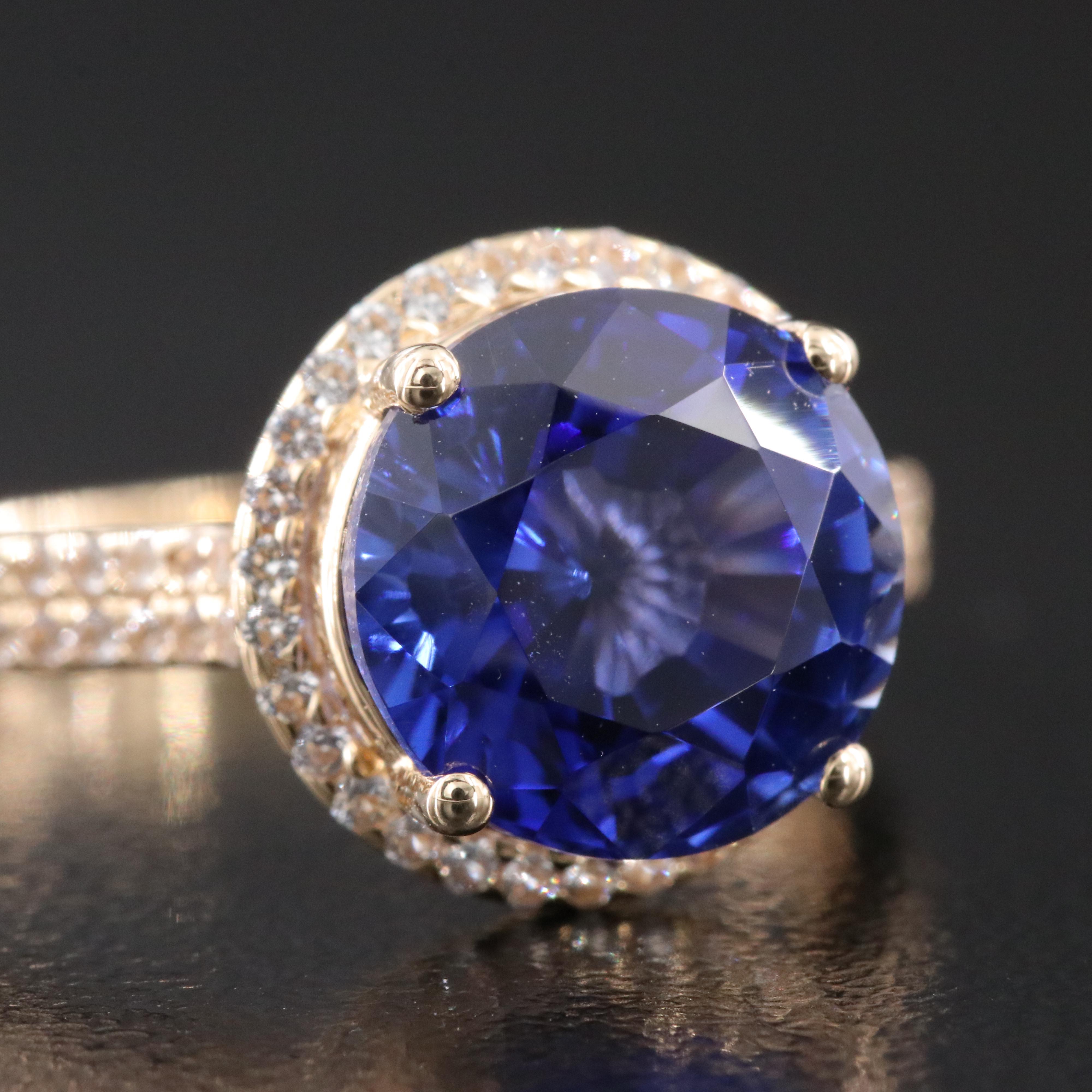 14K Sapphire and White Sapphire Ring
