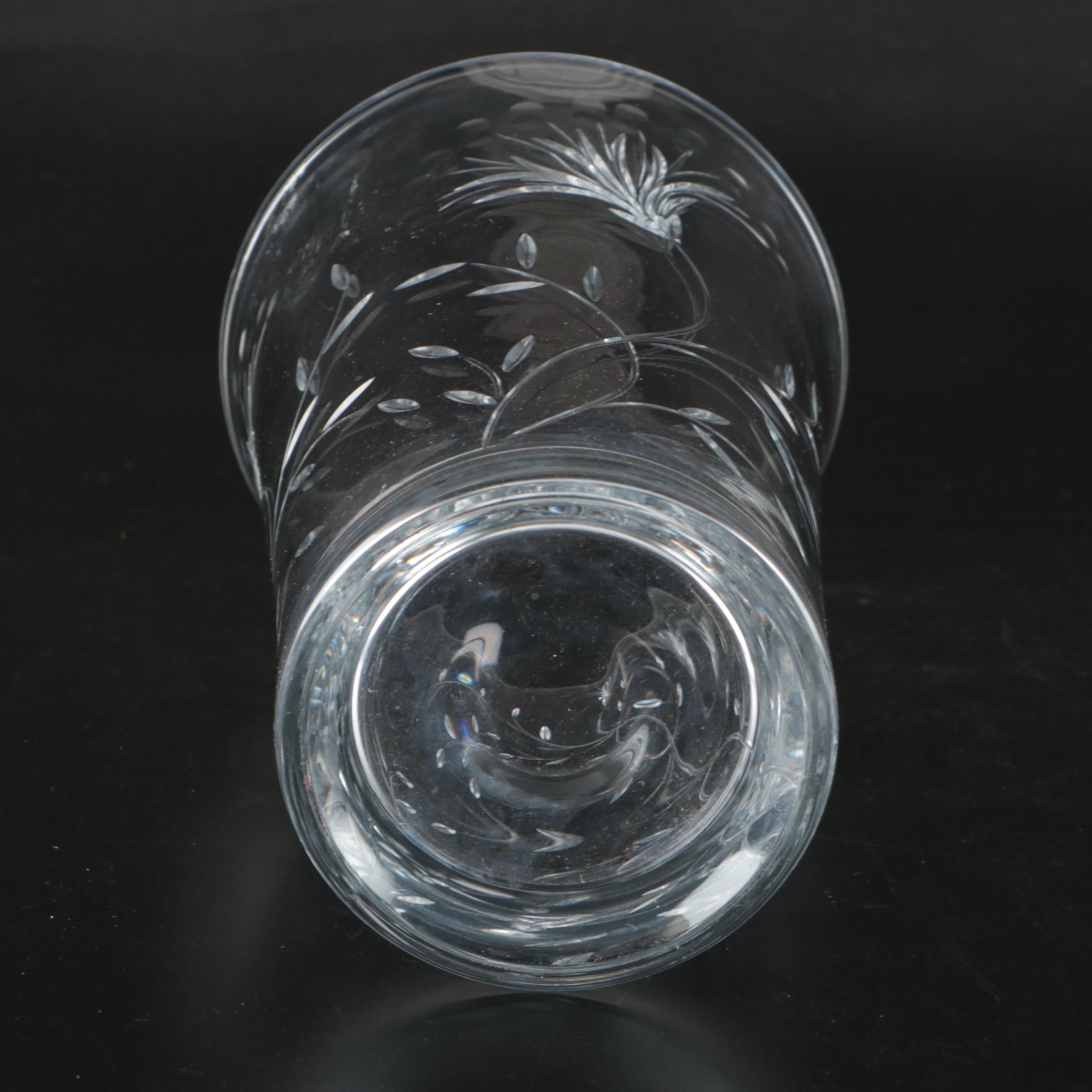 Stuart Crystal Plate with Galway and Other Crystal Vases
