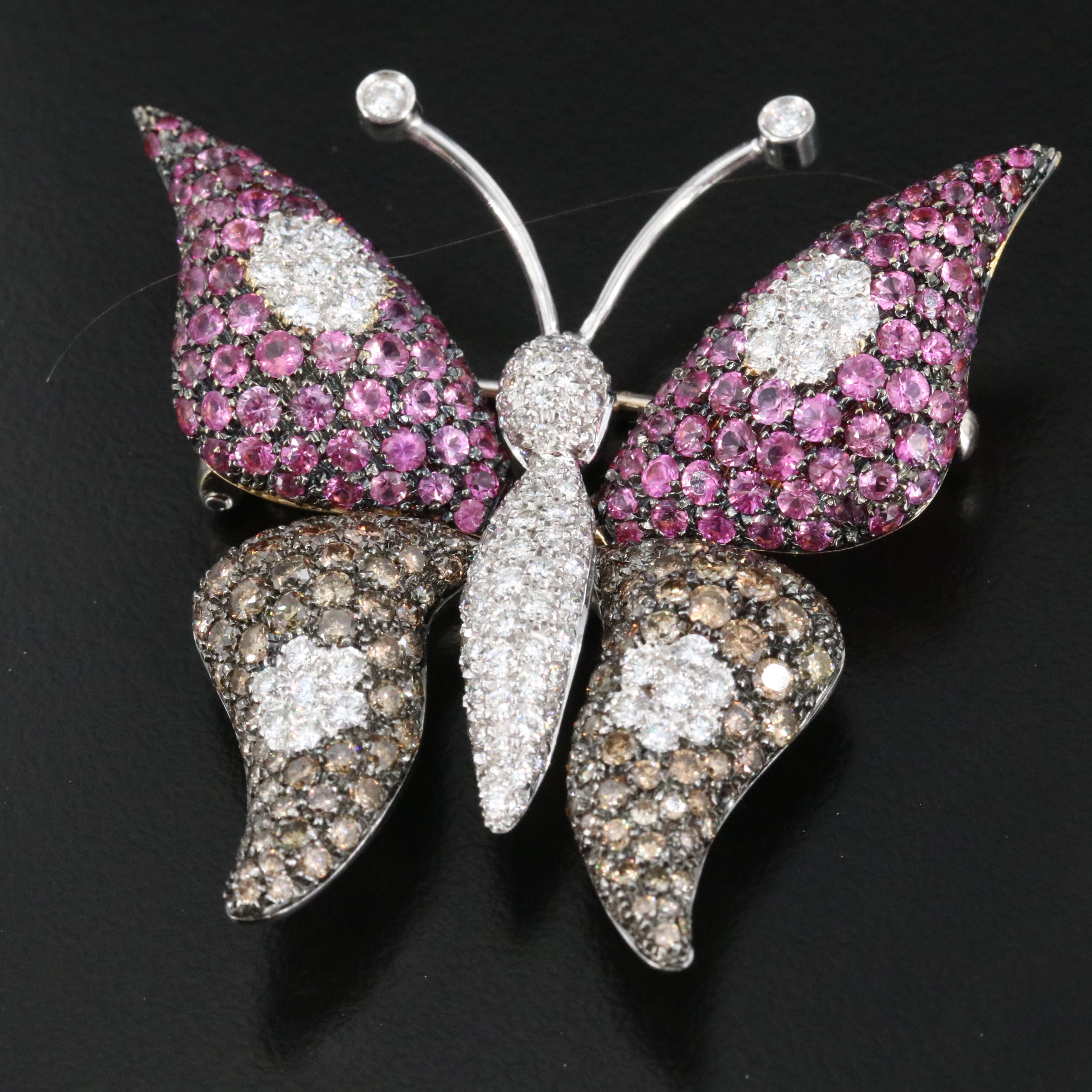 18K Ruby and Diamond Butterfly Brooch