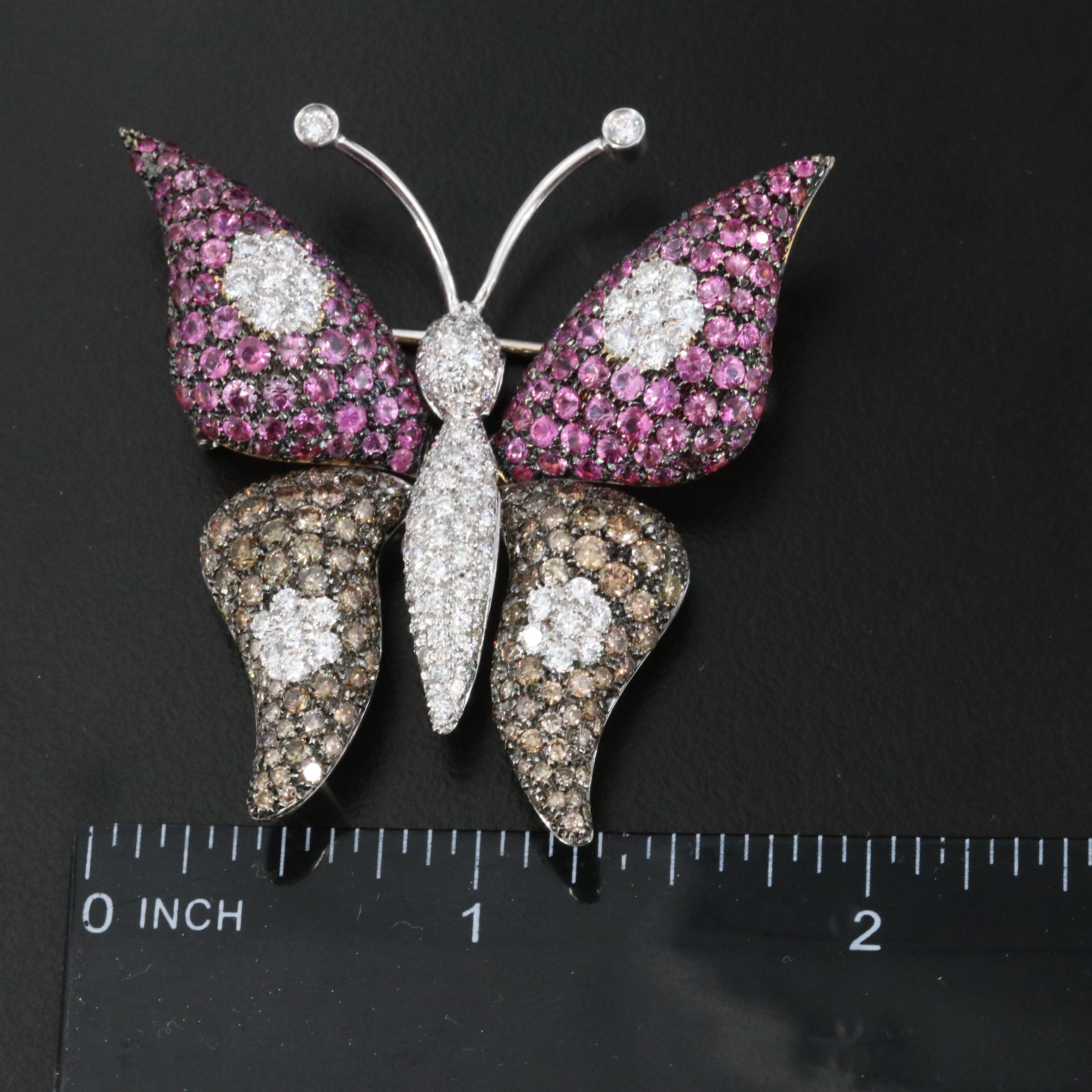 18K Ruby and Diamond Butterfly Brooch