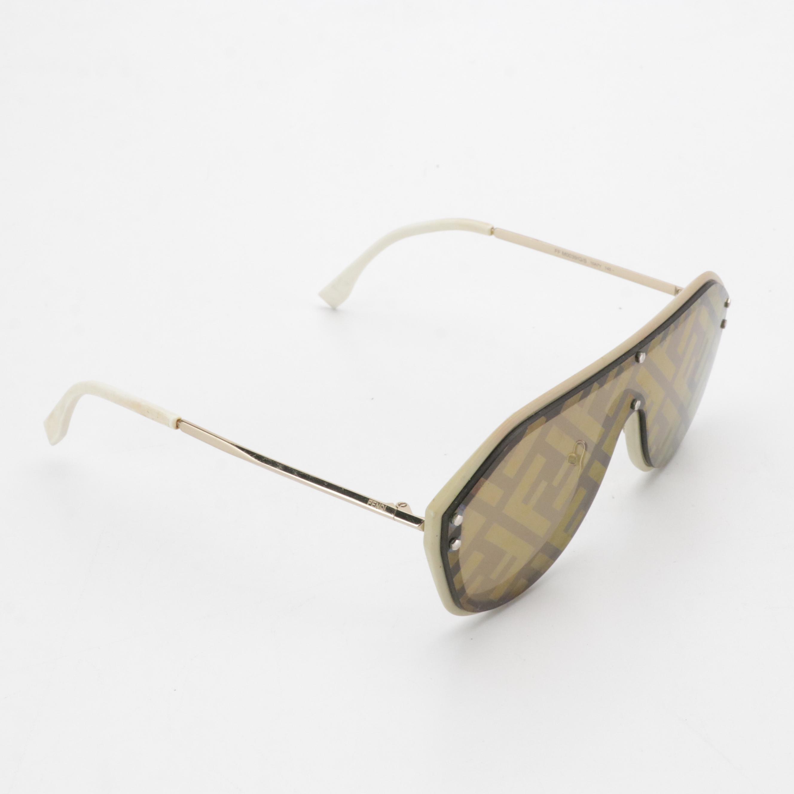 Fendi FF Fabulous Shield Sunglasses in Brown and White