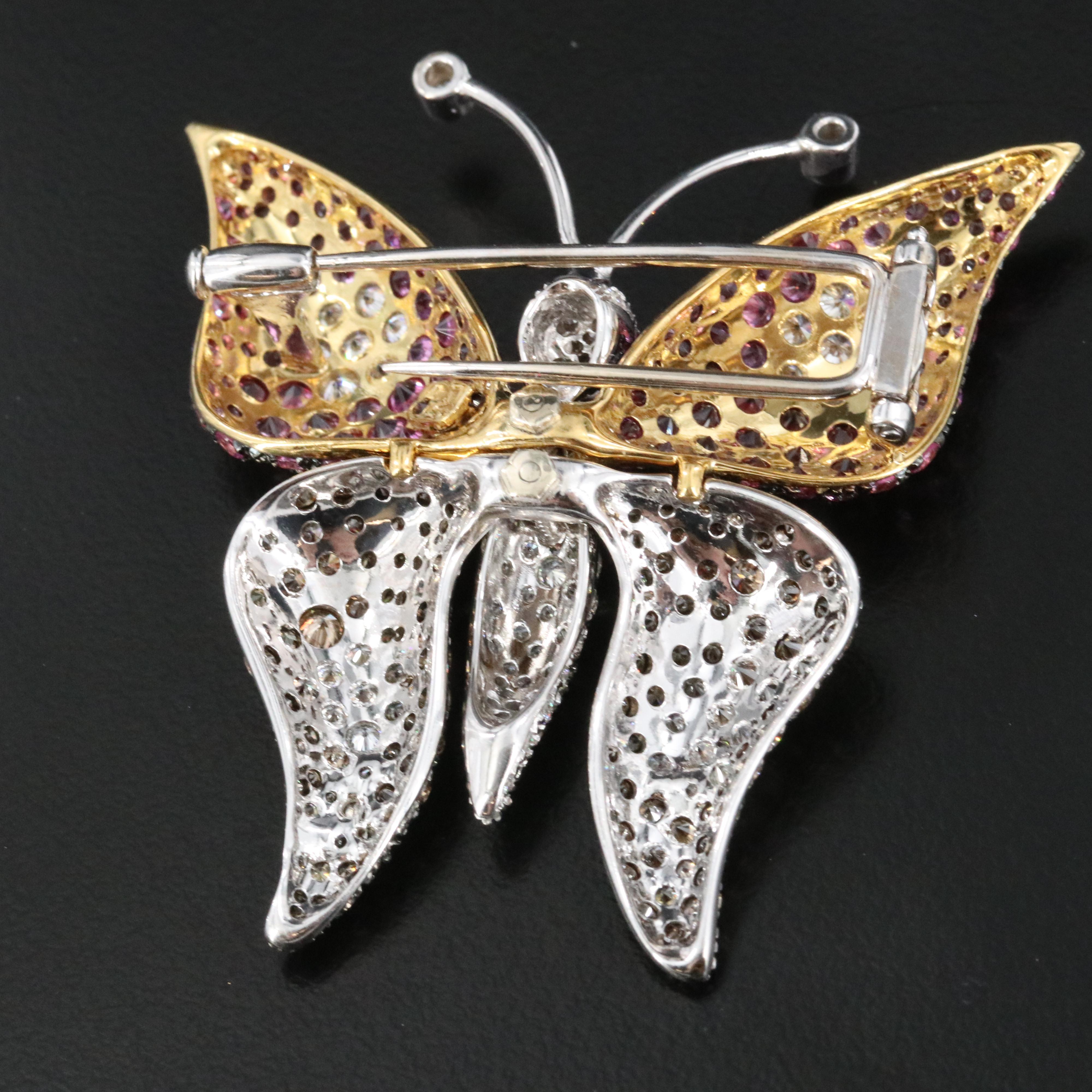 18K Ruby and Diamond Butterfly Brooch