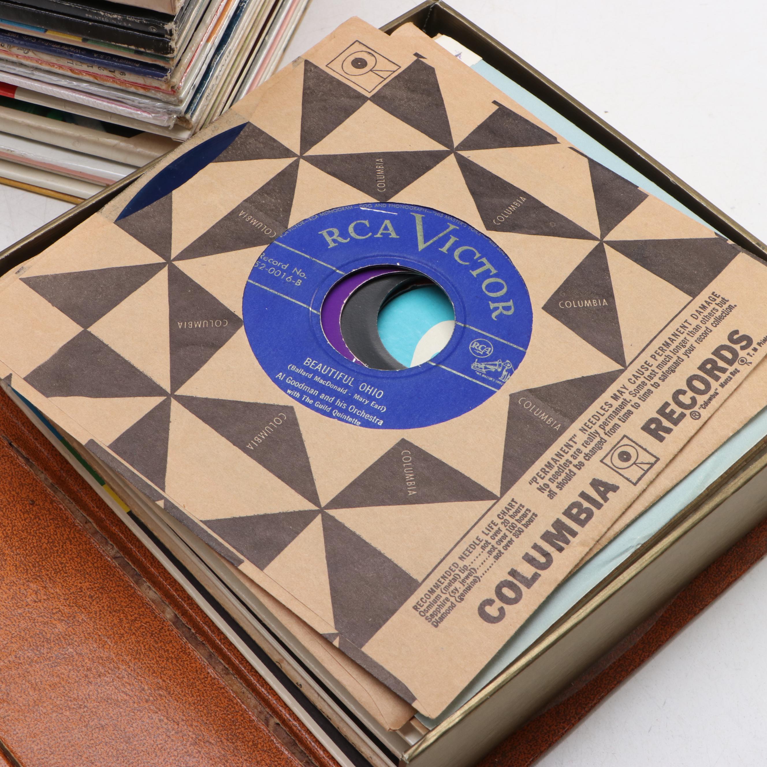 Mantovani "Greensleeves" with More 7" and 12" Vinyl Records, Mid to Late 20th C.