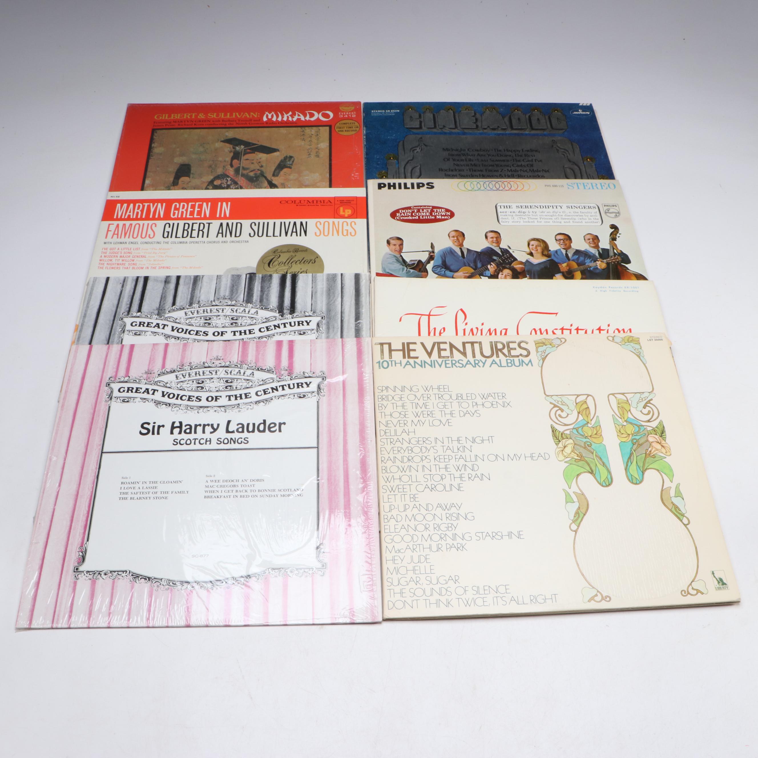 Mantovani "Greensleeves" with More 7" and 12" Vinyl Records, Mid to Late 20th C.