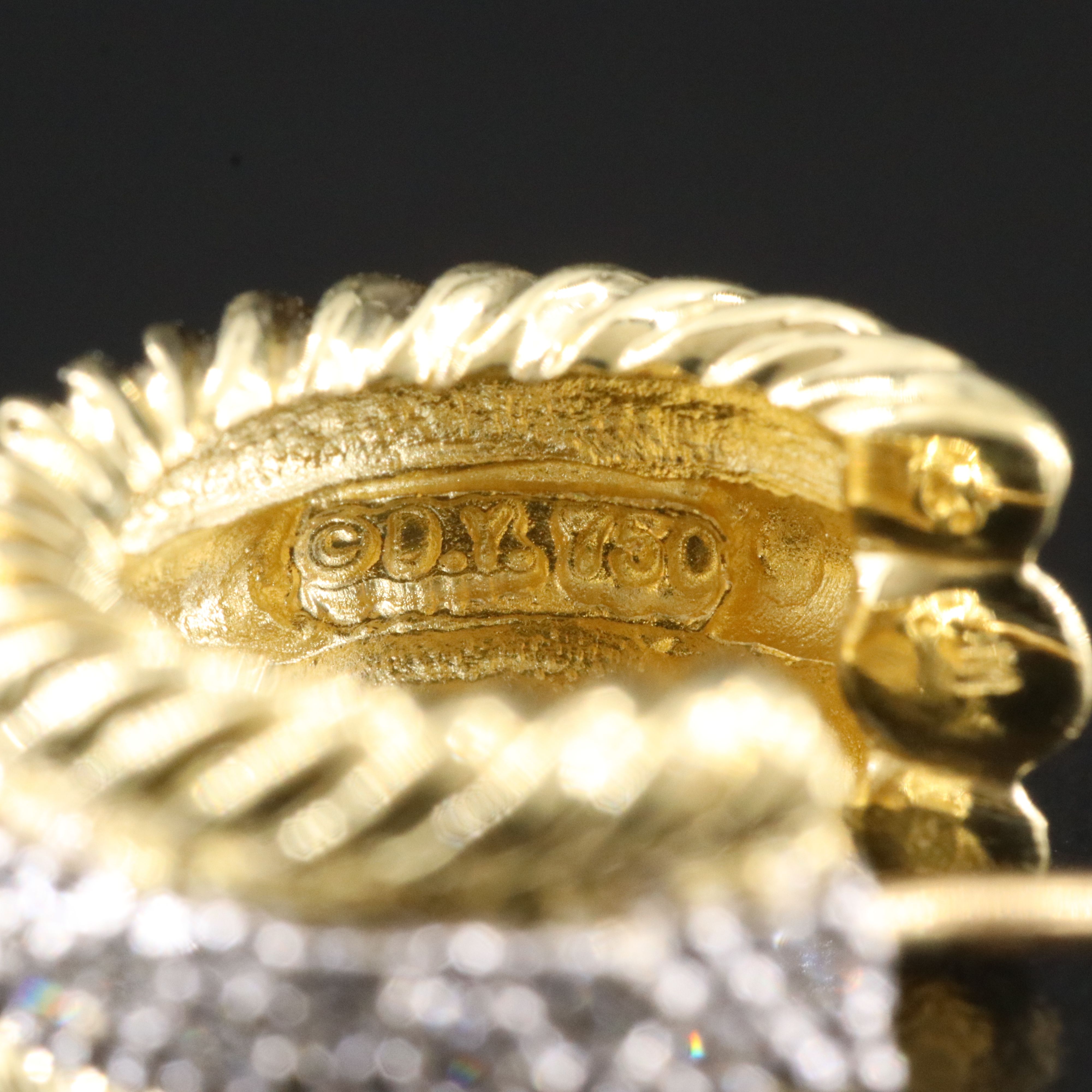 David Yurman 18K 0.38 CTW Diamond Huggie Hoop Earrings