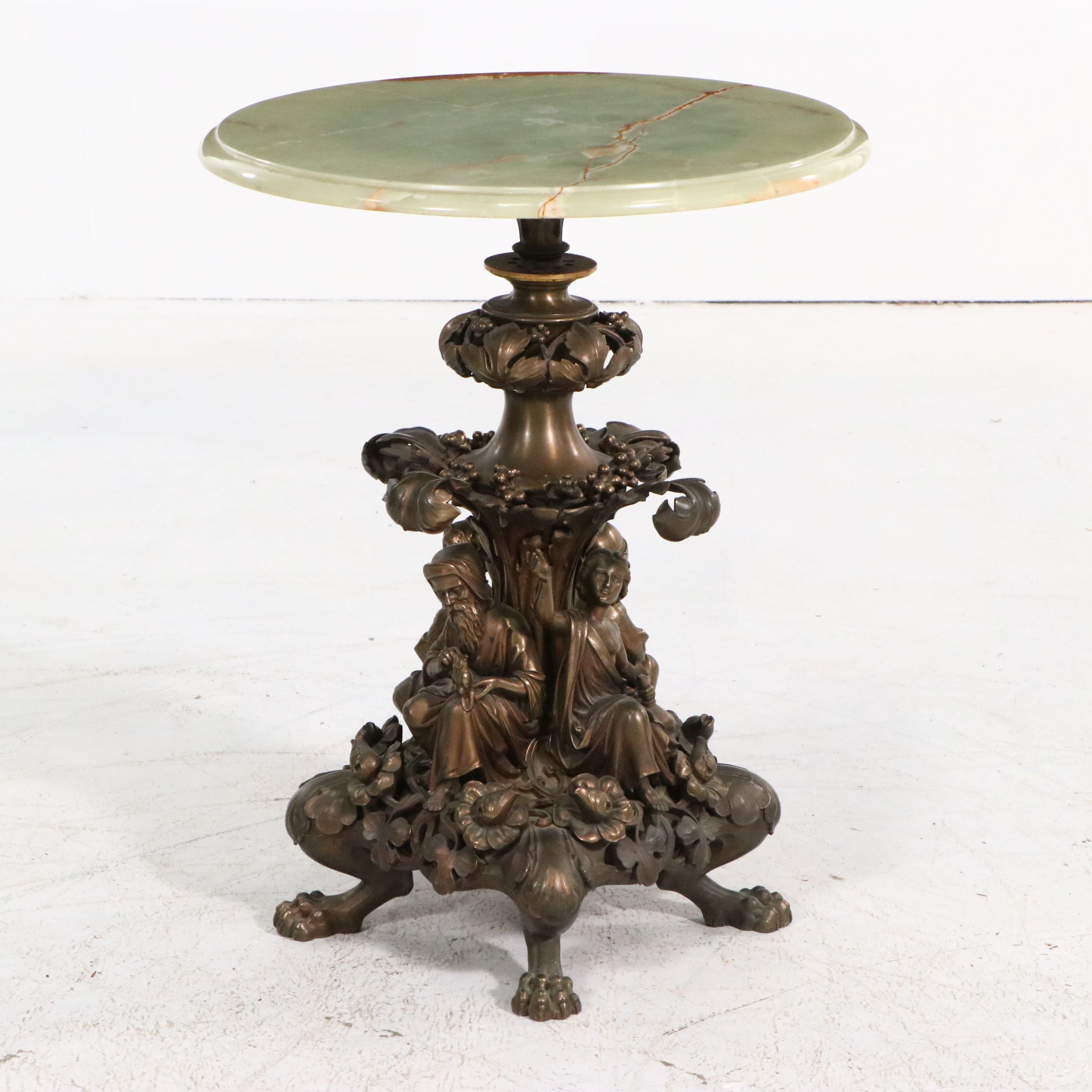 Italian Renaissance Style Onyx and Bronze Figural Center Table, Late 19th C.
