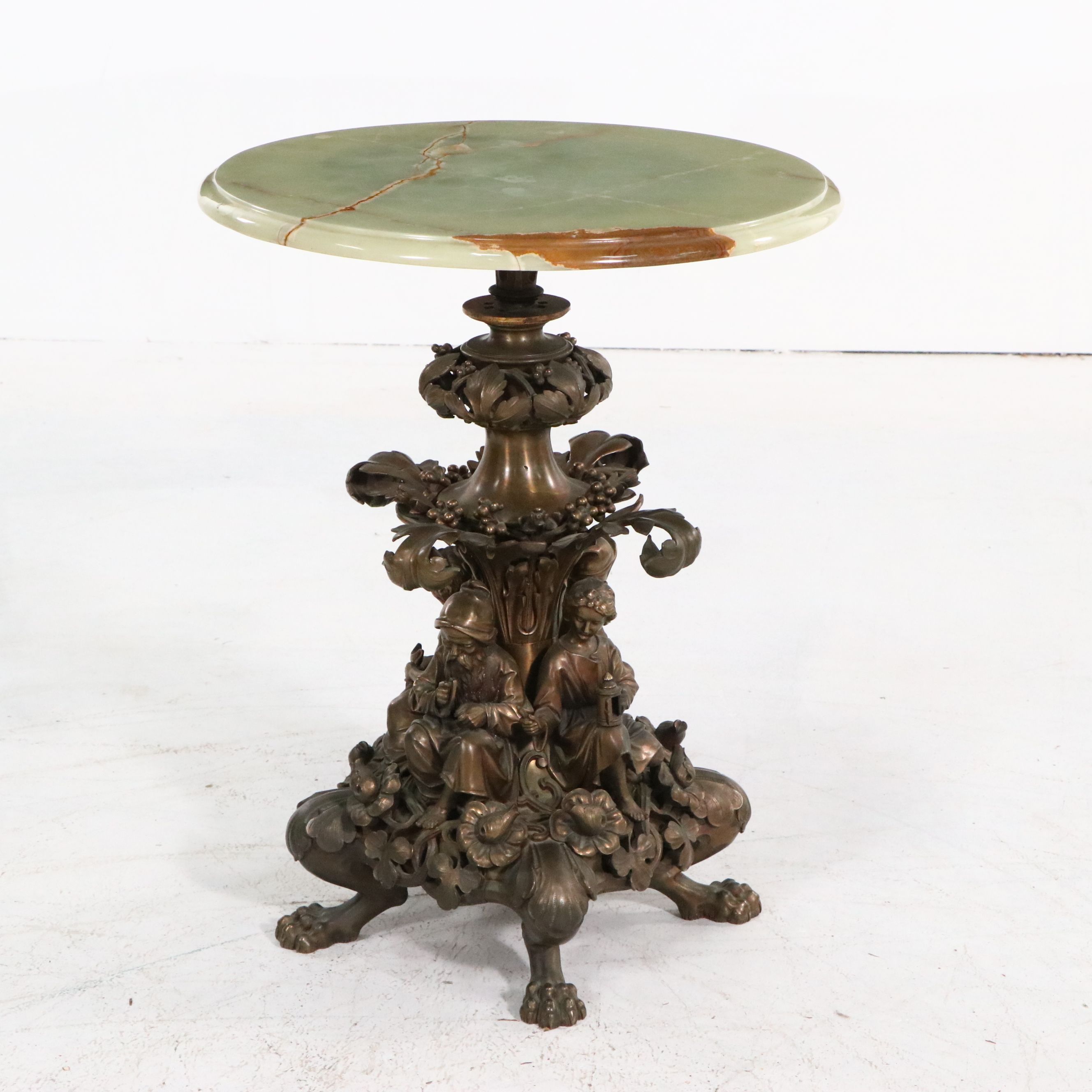 Italian Renaissance Style Onyx and Bronze Figural Center Table, Late 19th C.