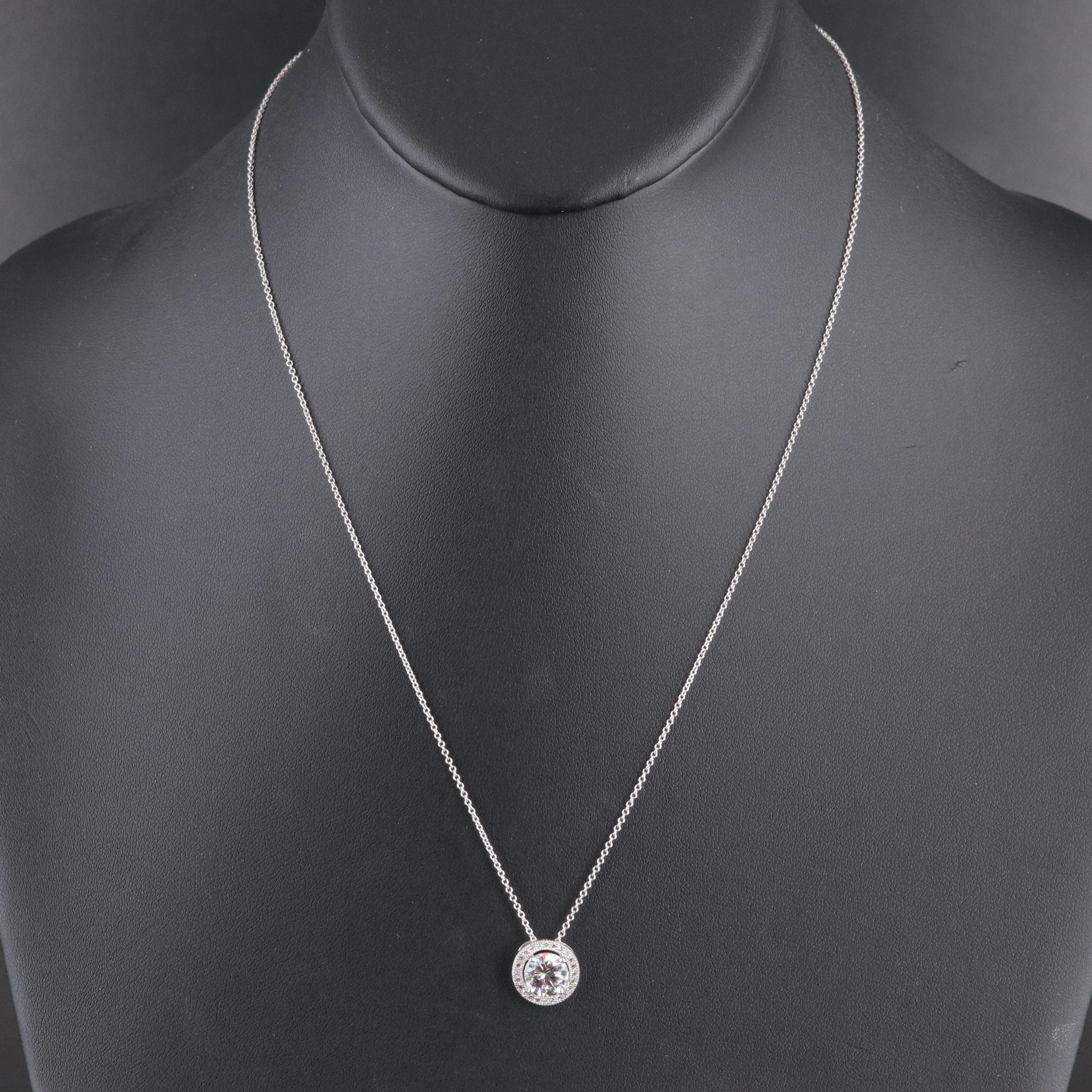Sterling CZ Pendant on 14K Chain Necklace