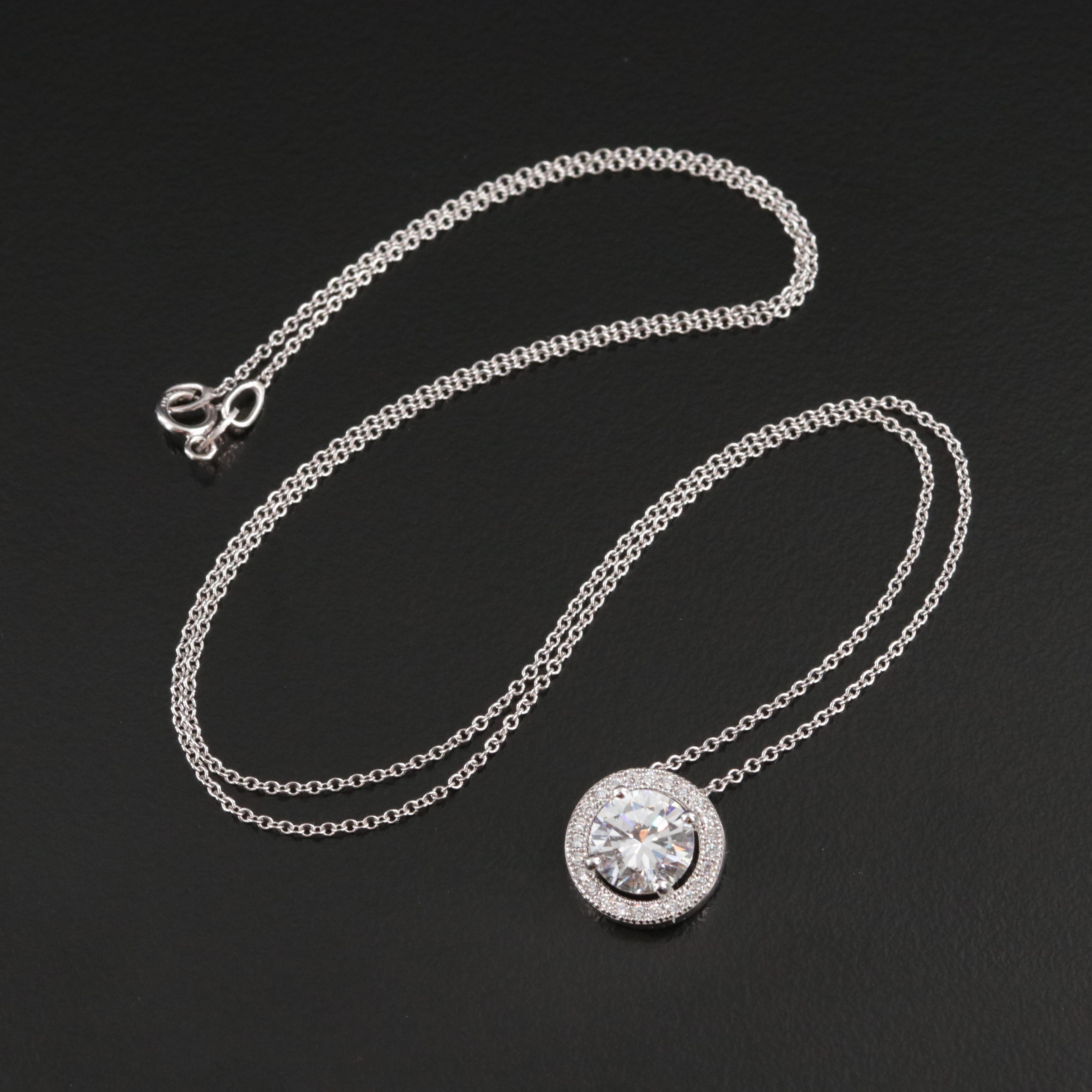 Sterling CZ Pendant on 14K Chain Necklace